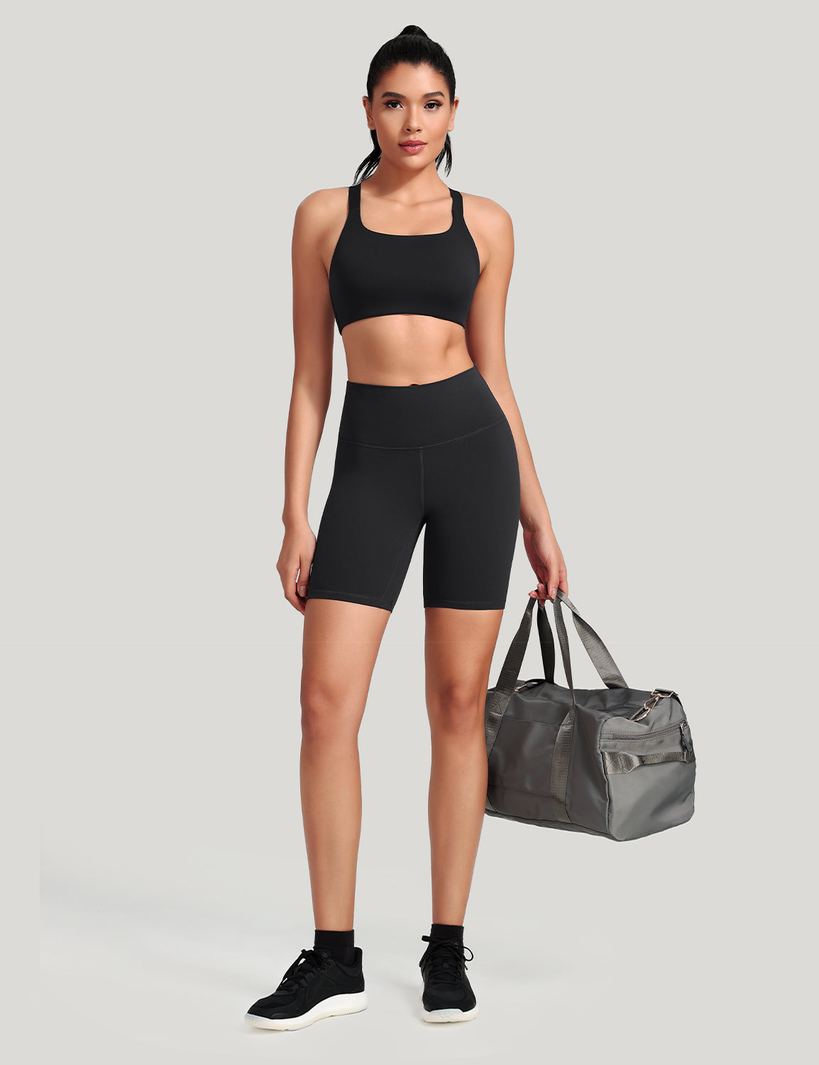 HeyNuts Women's Workout Pro Biker Short, High Waisted Tummy Control Athletic Running Spandex Yoga shorts 6''