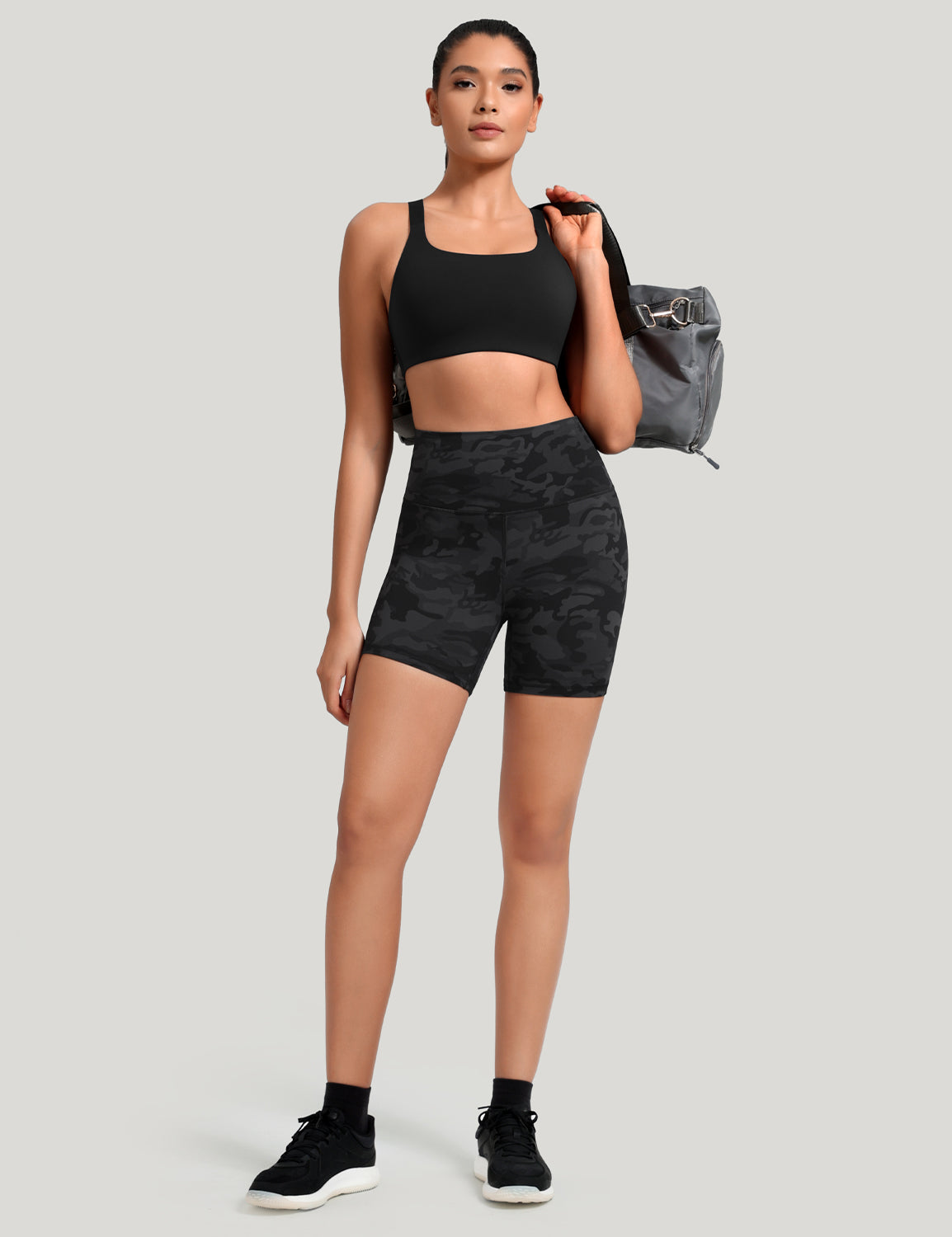 HeyNuts Women's Workout Pro Biker Short, High Waisted Tummy Control Athletic Running Spandex Yoga shorts 6''
