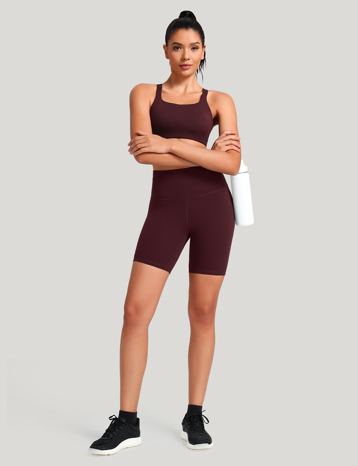 HeyNuts Women's Workout Pro Biker Short, High Waisted Tummy Control Athletic Running Spandex Yoga shorts 6''