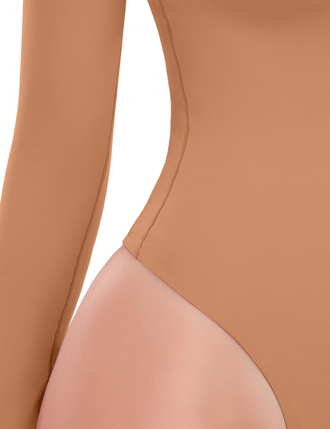 Long Sleeve Crew Neck Bodysuit Apricot Tan