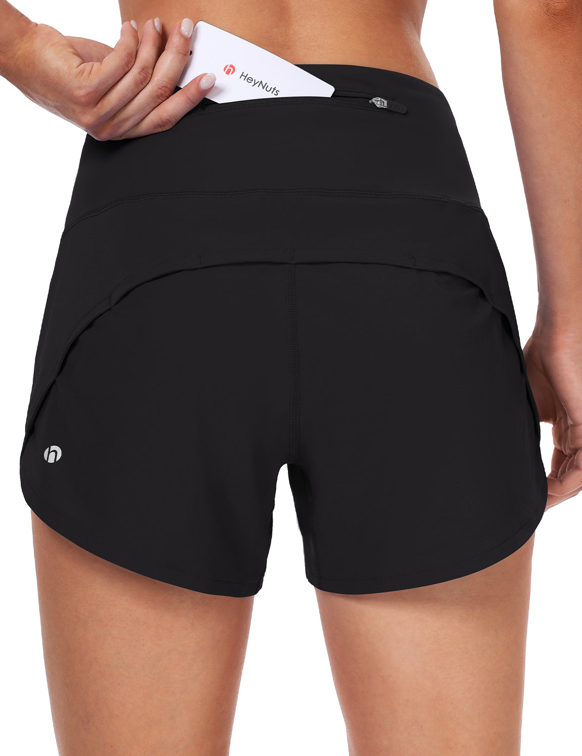 HeyNuts Athletic Shorts for Women, High Waisted Workout Gym Running Shorts with Liner  4"