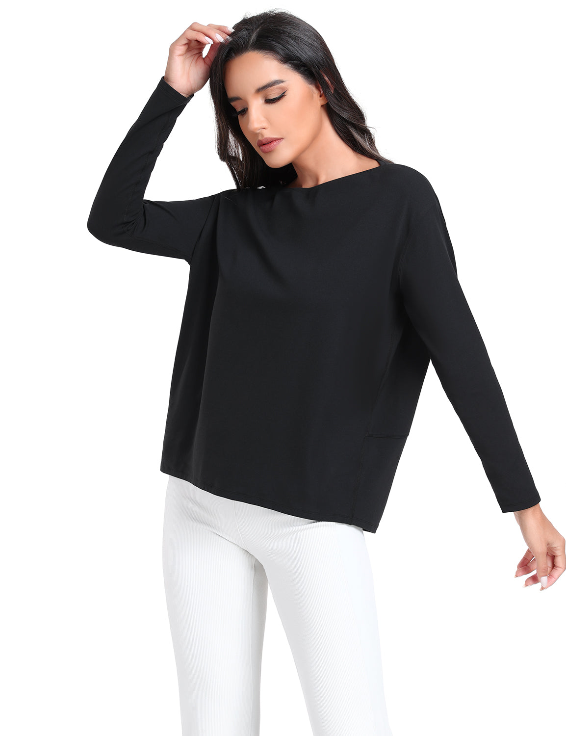 boat neck short long sleeve shirts