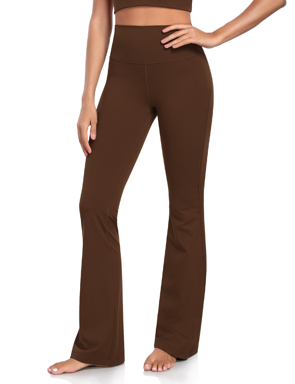 HeyNuts Mellow Flare Leggings 29", High Waisted Tummy Control Wide Leg Bootcut Yoga Pants Lounge Soft