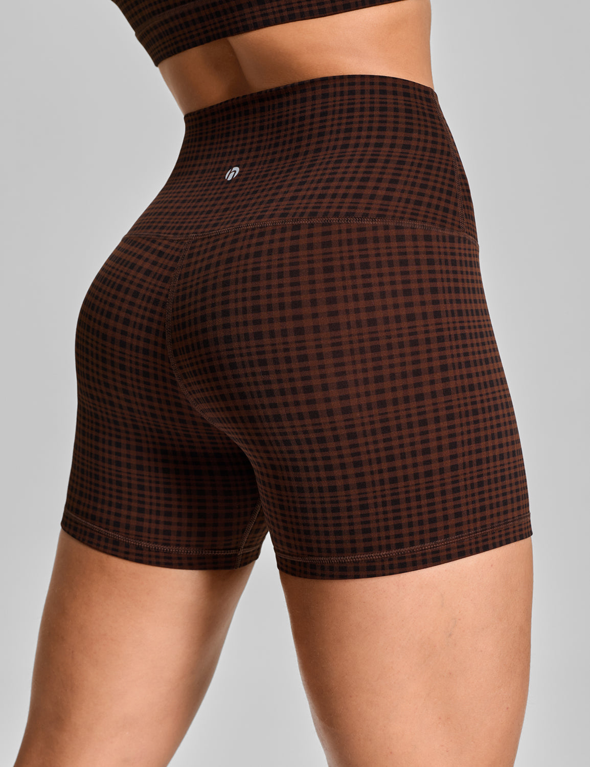 Athletic Shorts Vintage Washed Denim Blue Grid