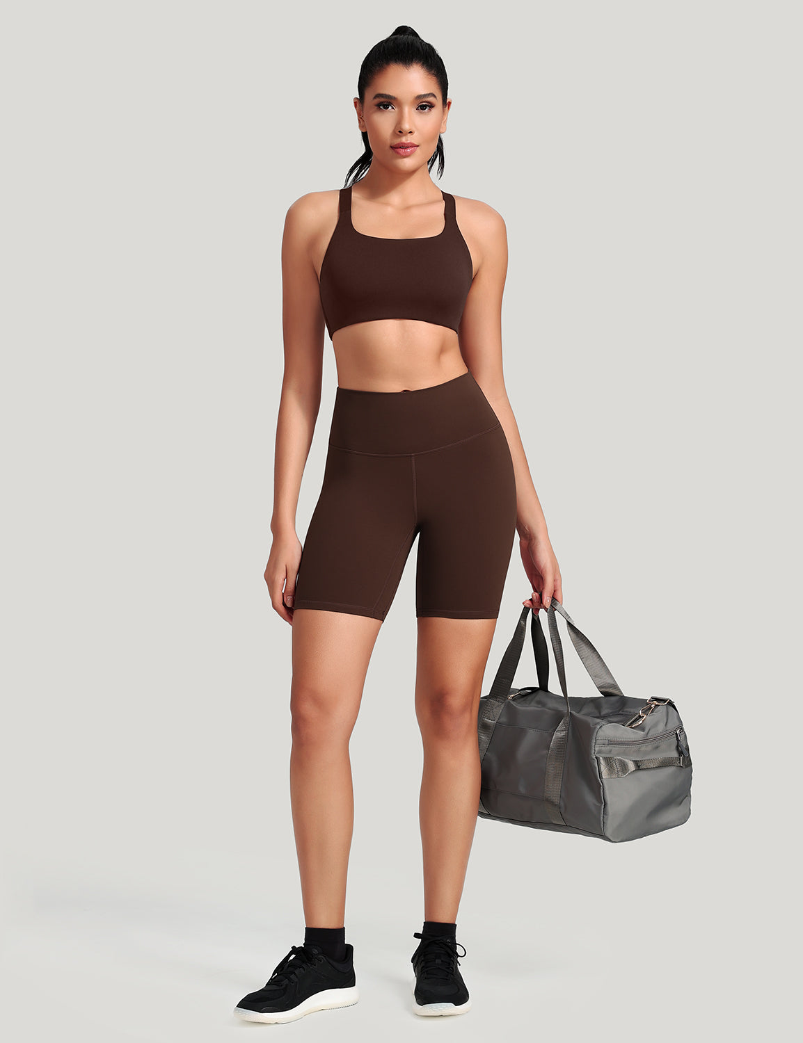 workout pro 6inch biker shorts Espresso