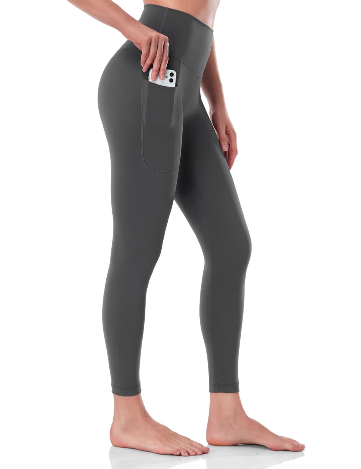 HeyNuts Workout Pro 7/8 Leggings with Side Pockets for Women, High Waisted Tummy Control Compression Pants 25''