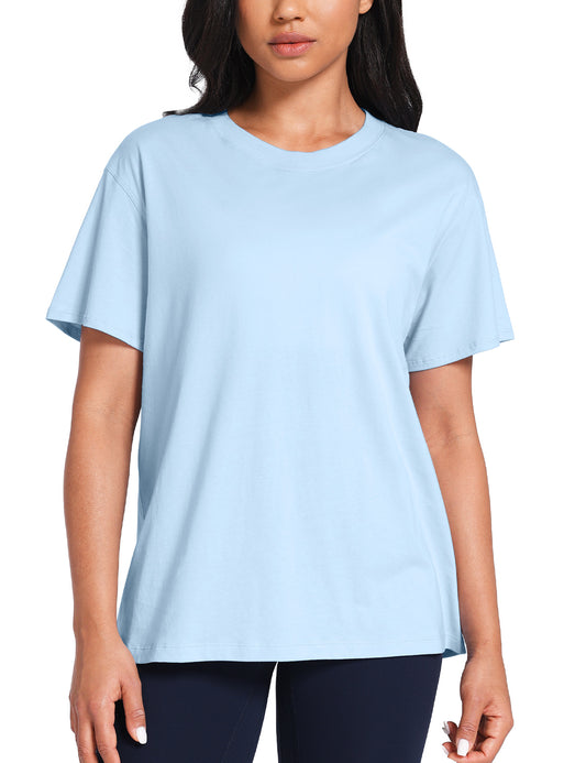 pima crew neck short sleeve shirts Blue Linen