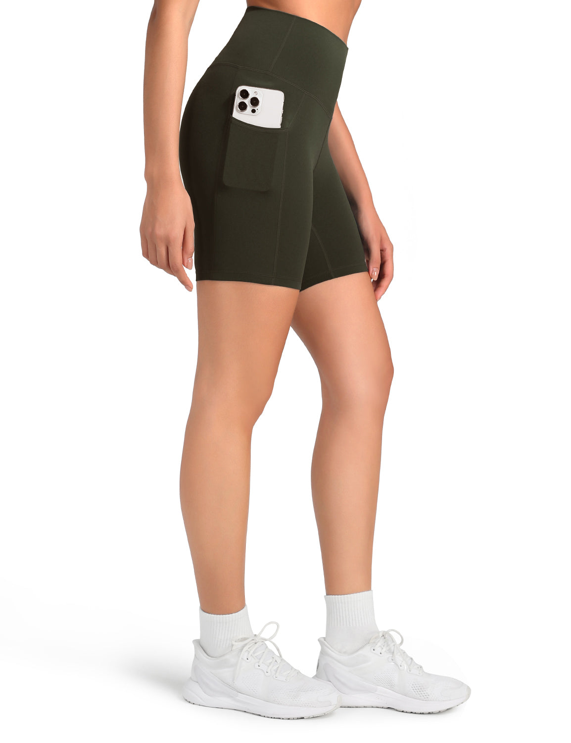 HeyNuts Workout Pro Biker Shorts with Side Pockets for Women, High Waisted Compression Yoga Shorts 6''
