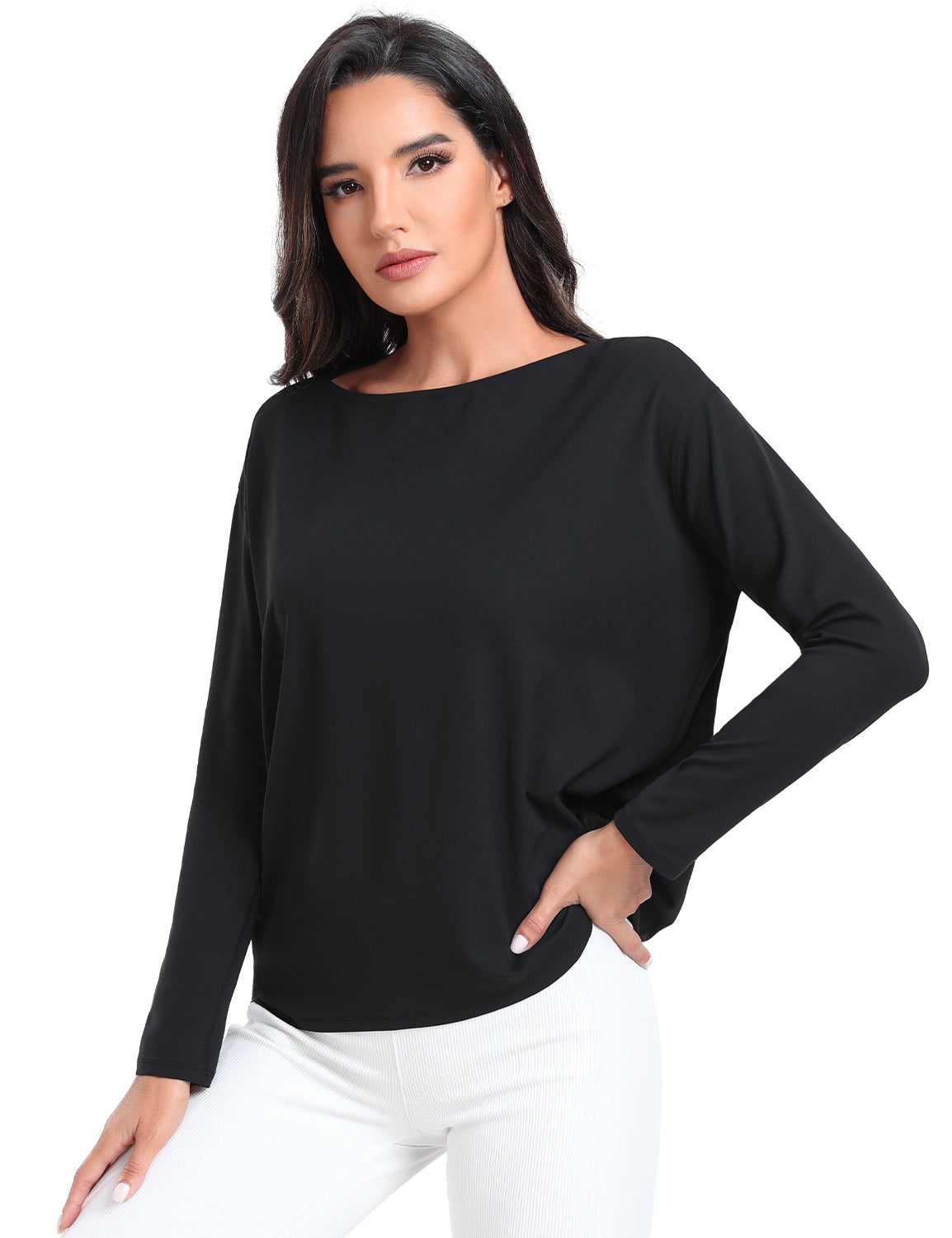boat neck short long sleeve shirts