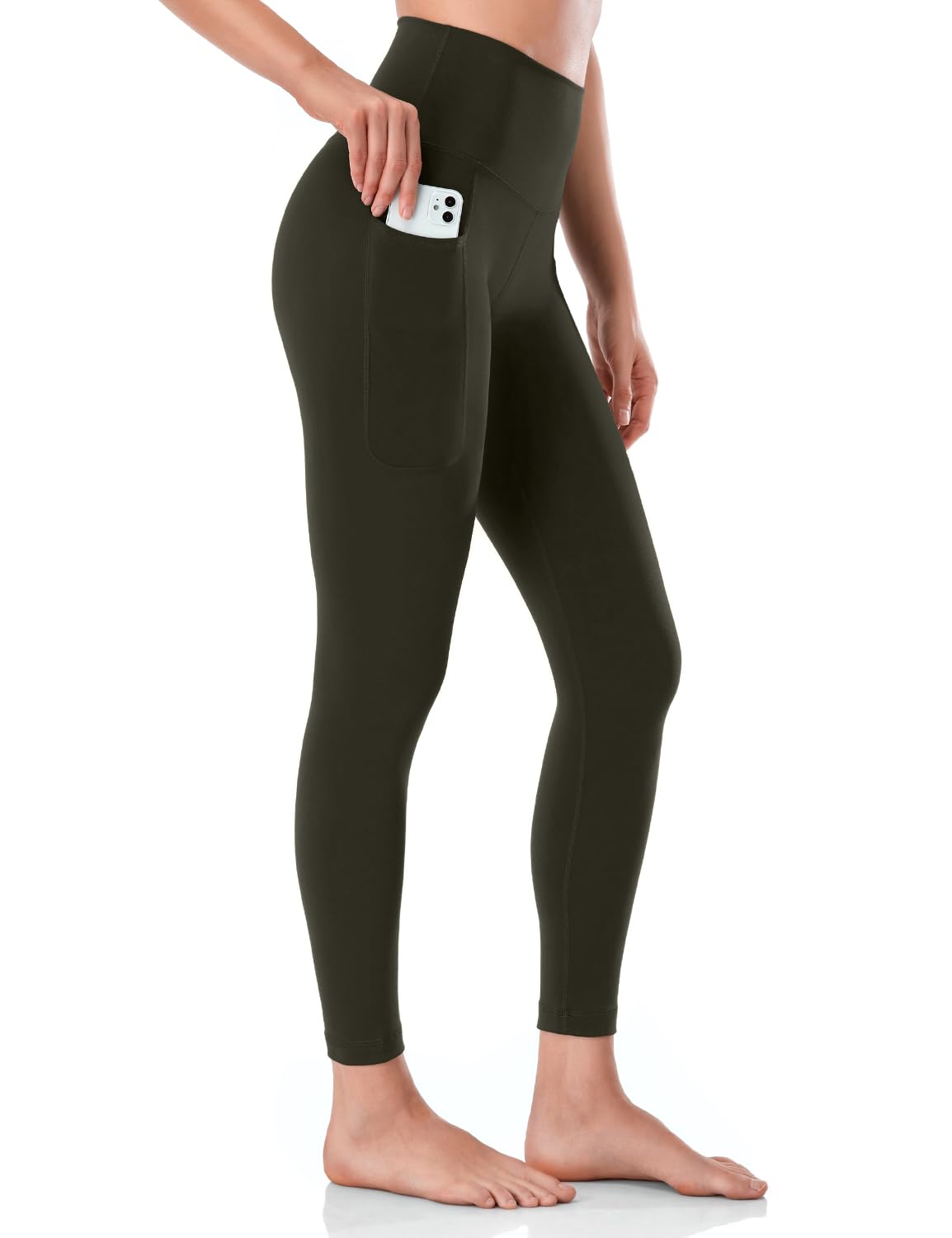 HeyNuts Workout Pro 7/8 Leggings with Side Pockets for Women, High Waisted Tummy Control Compression Pants 25''