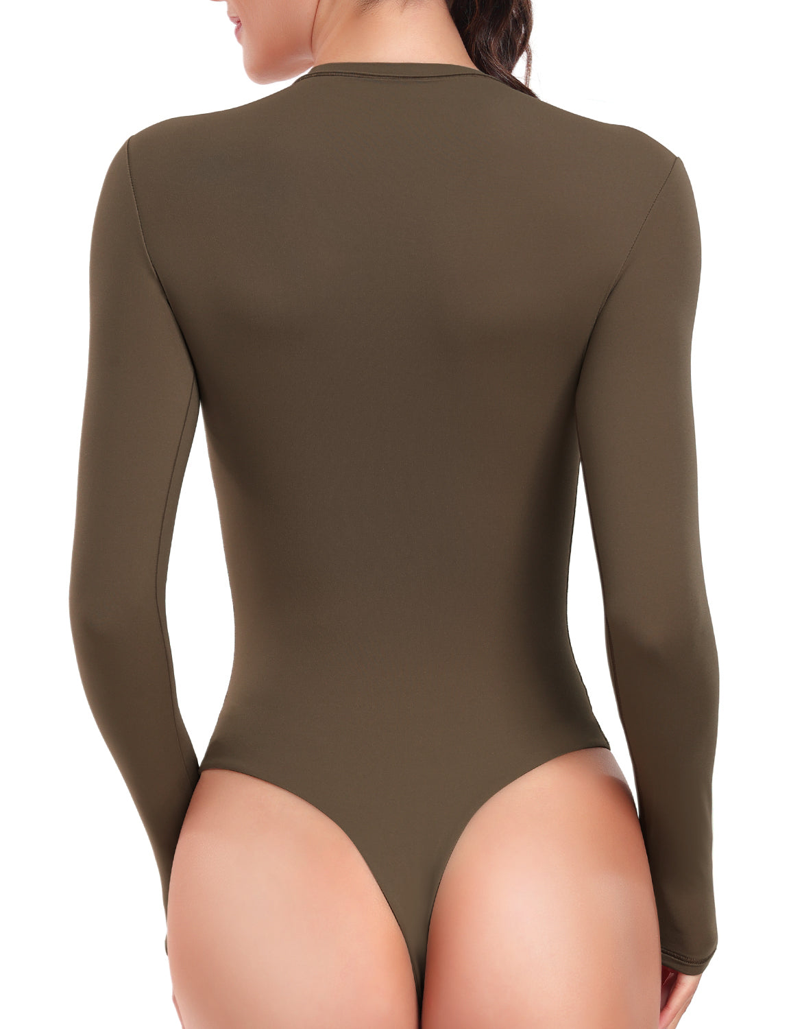 Long Sleeve Crew Neck Bodysuit Carob Brown