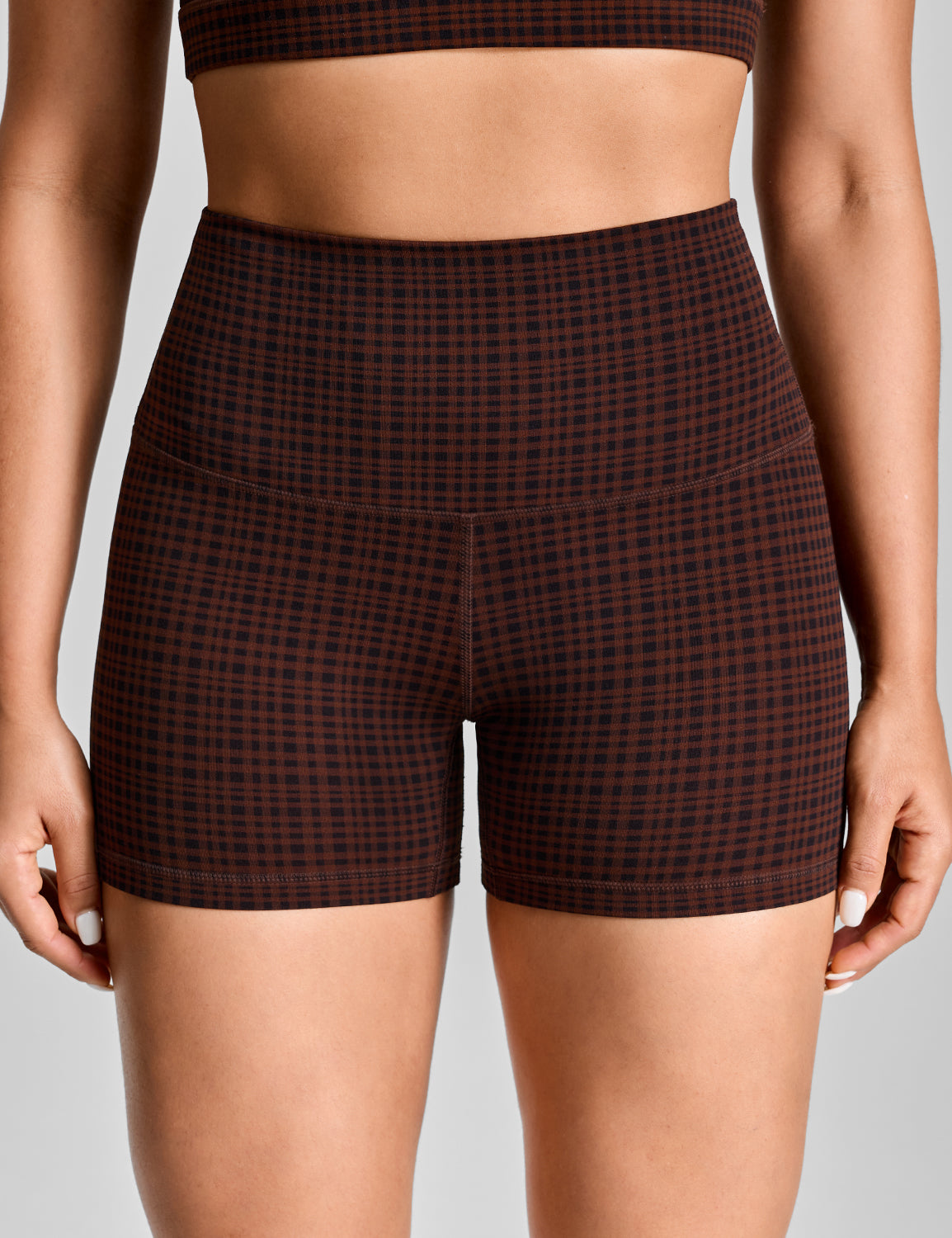 Athletic Shorts Vintage Washed Denim Blue Grid