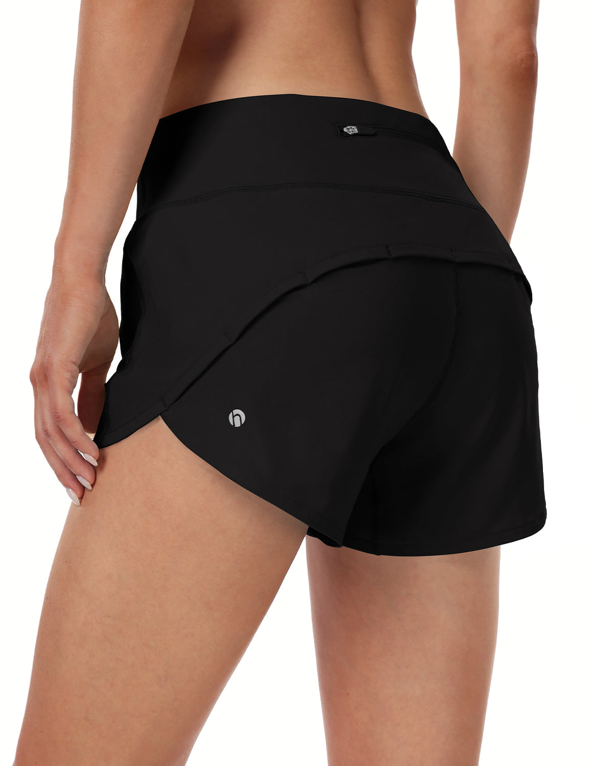 HeyNuts Athletic Shorts for Women, Mid Waisted Workout Gym Running Shorts with Liner  4"