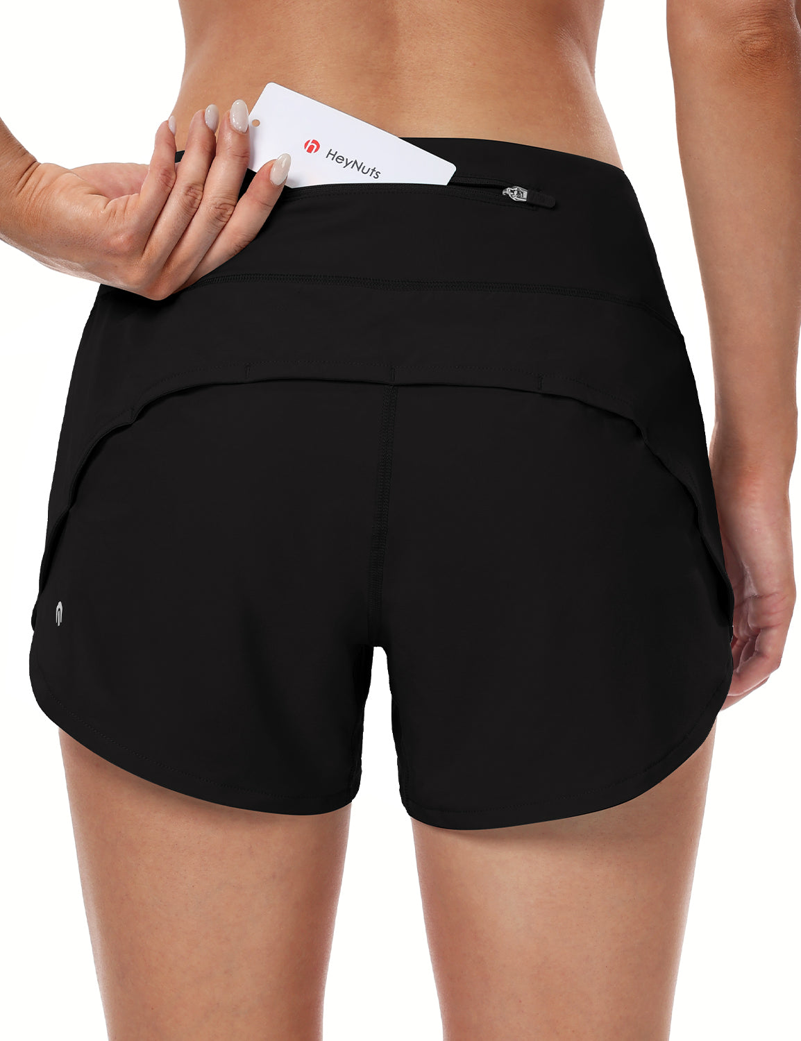 HeyNuts Athletic Shorts for Women, Mid Waisted Workout Gym Running Shorts with Liner  4"