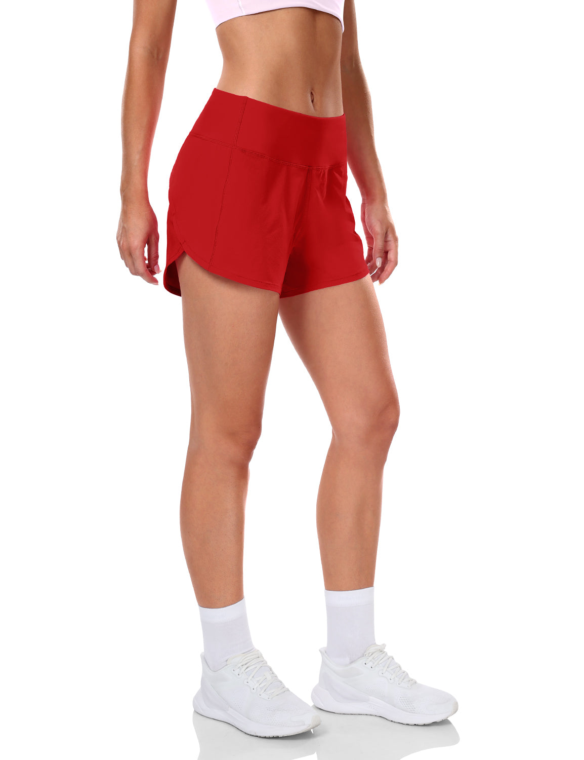 HeyNuts Athletic Shorts for Women, Mid Waisted Workout Gym Running Shorts with Liner  4"