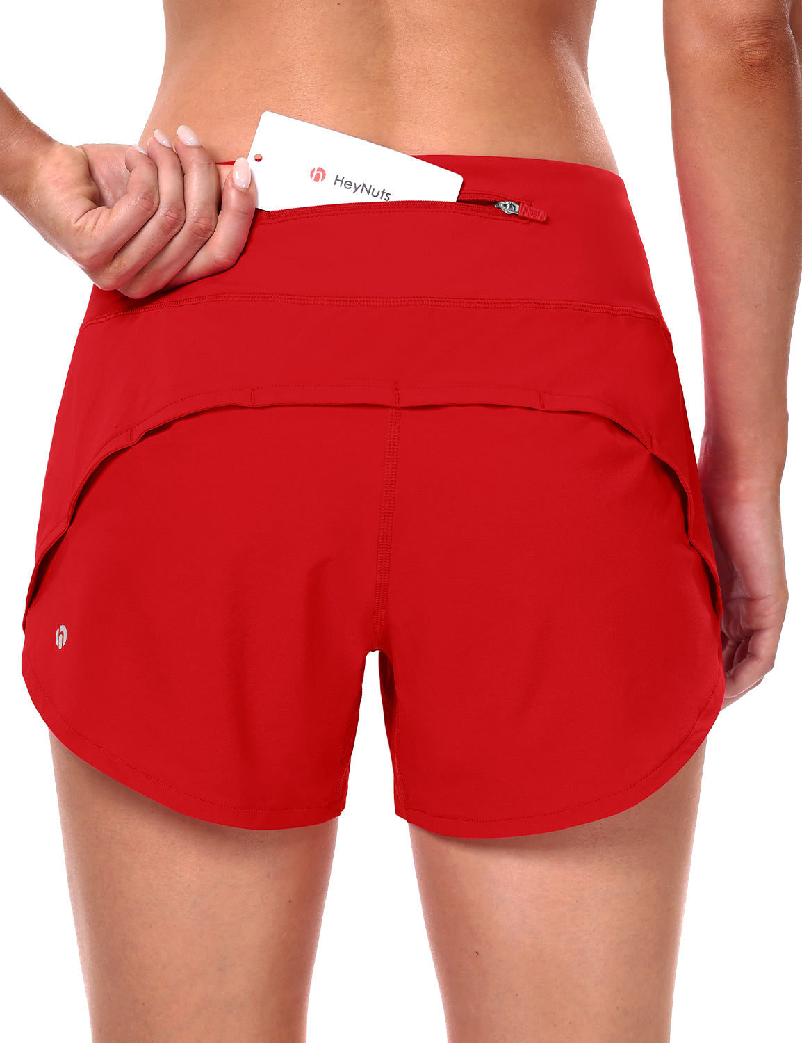 HeyNuts Athletic Shorts for Women, Mid Waisted Workout Gym Running Shorts with Liner  4"