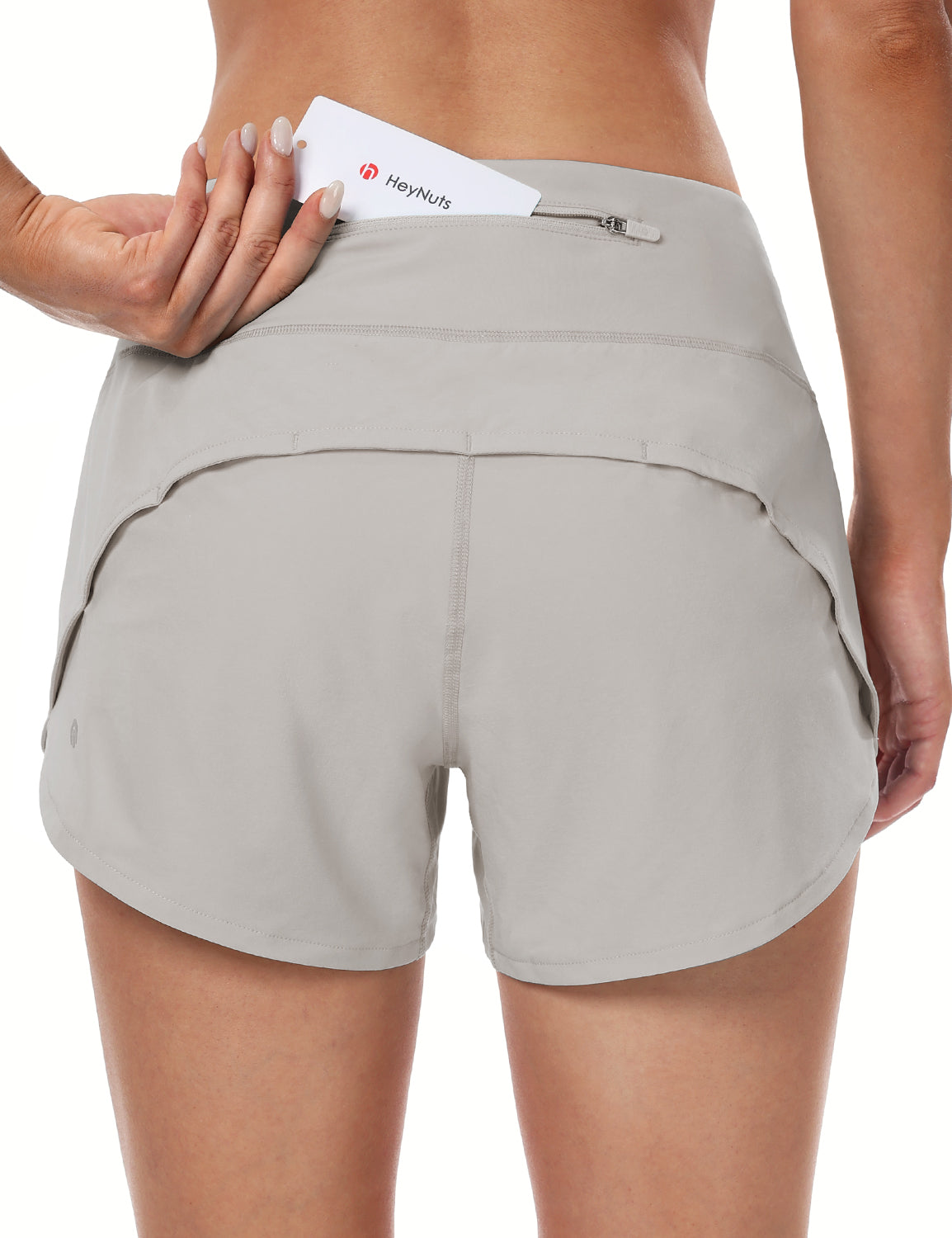 HeyNuts Athletic Shorts for Women, Mid Waisted Workout Gym Running Shorts with Liner  4"