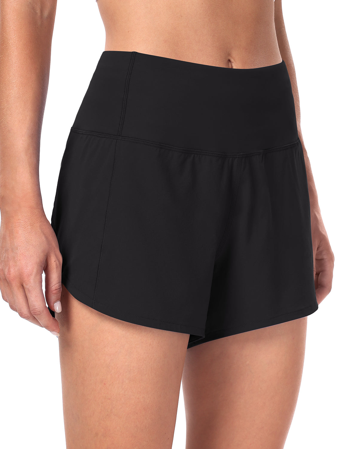 HeyNuts Athletic Shorts for Women, High Waisted Workout Gym Running Shorts with Liner  4"
