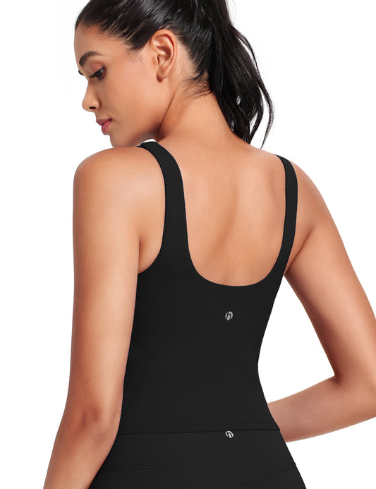 HeyNuts Zeal Bra Womens Scoop Neck Longline Sports Bras, U Back Workout Yoga Crop Tank Tops Padded A-D Cups *Updated Fit
