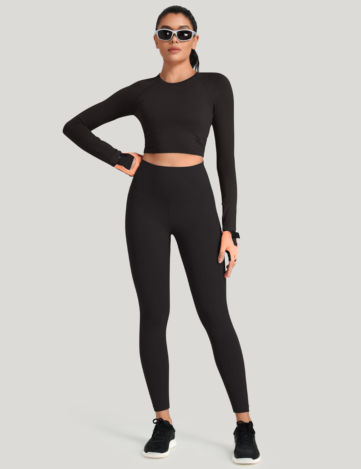 HeyNuts Workout Pro Leggings, 7/8 High Waisted Compression Gym Tummy Control Athletic Yoga Pants 25"