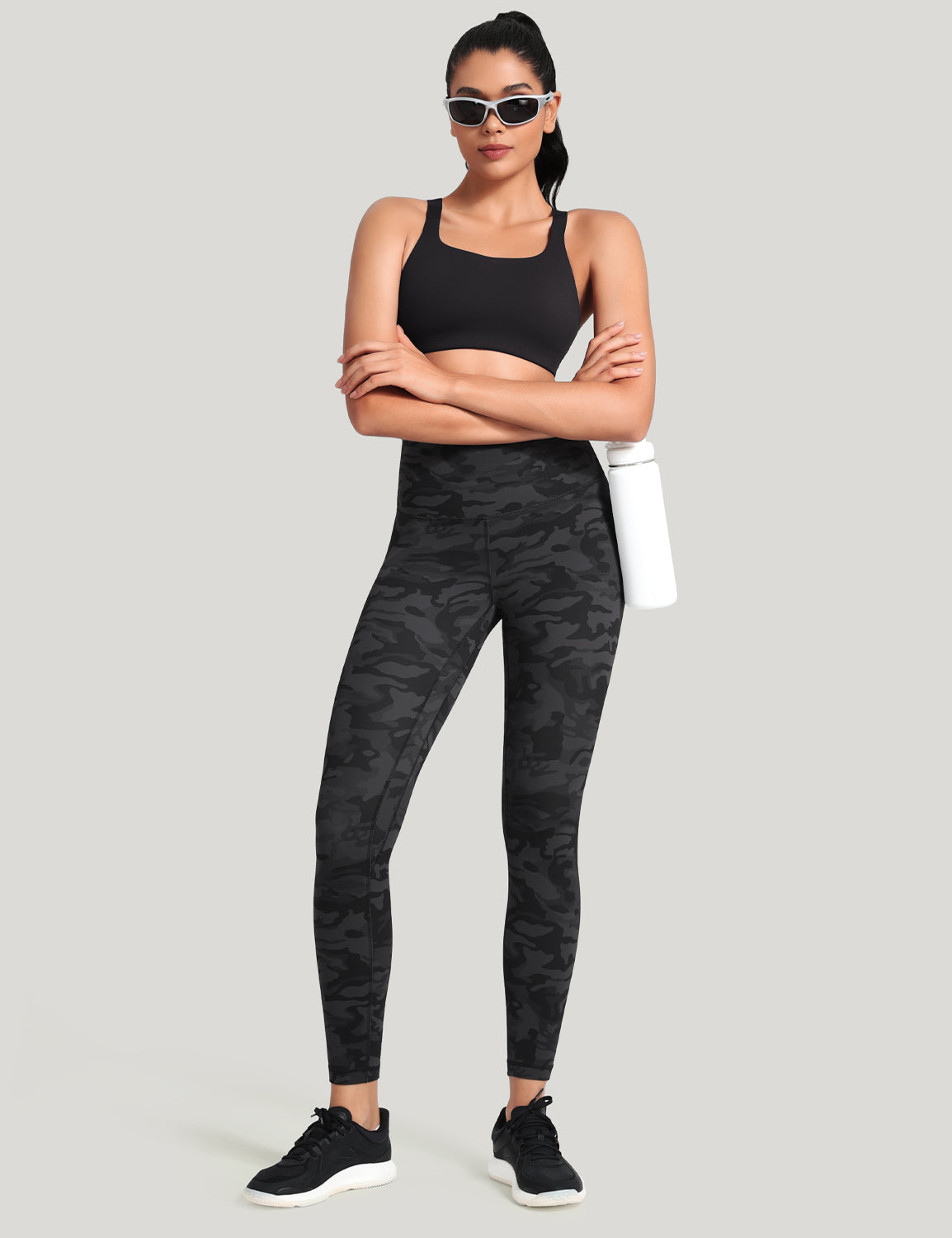 HeyNuts Workout Pro Leggings, 7/8 High Waisted Compression Gym Tummy Control Athletic Yoga Pants 25"