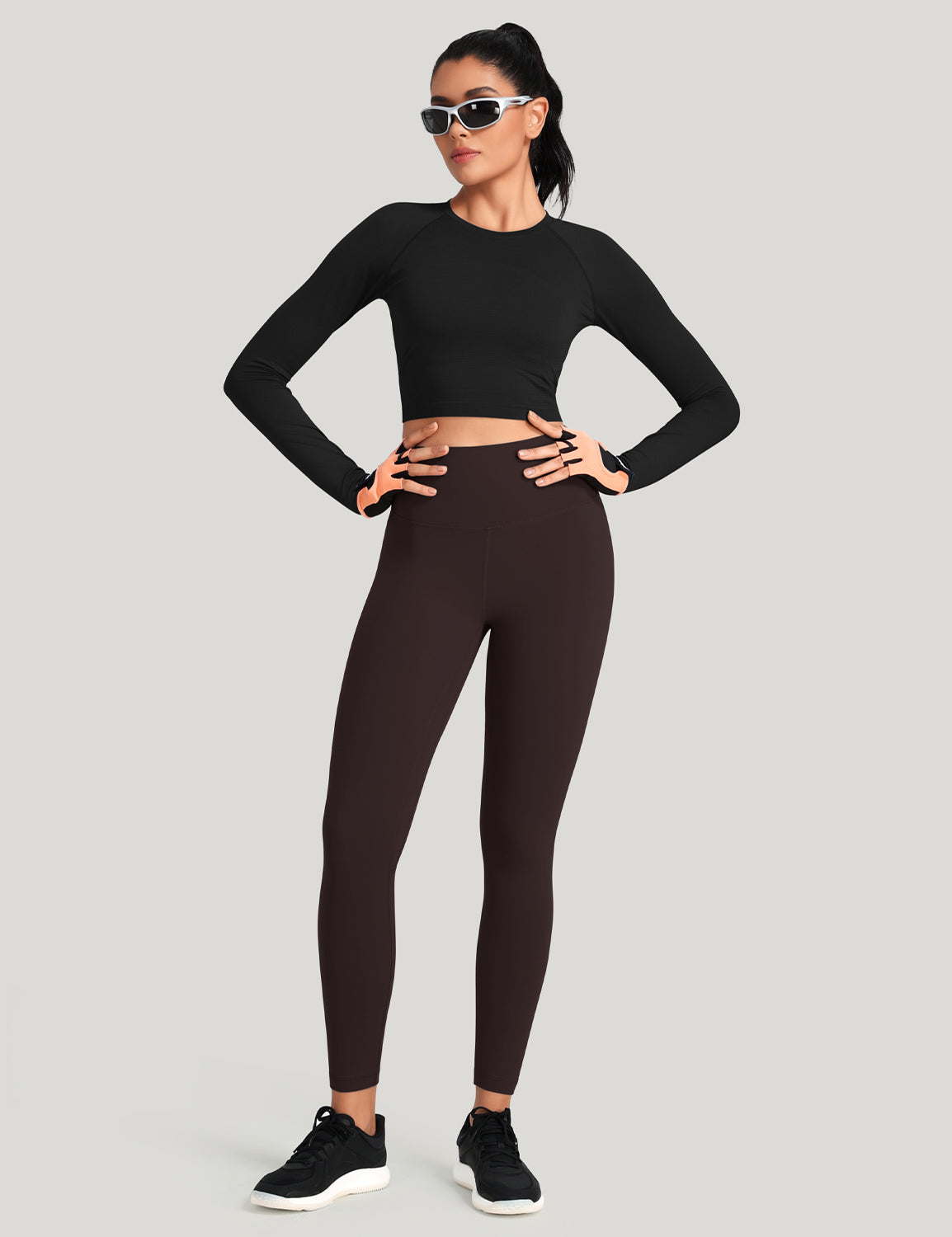 HeyNuts Workout Pro Leggings, 7/8 High Waisted Compression Gym Tummy Control Athletic Yoga Pants 25"