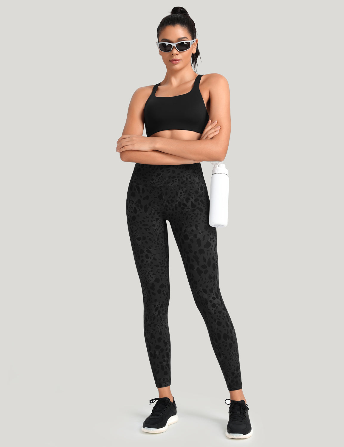 HeyNuts Workout Pro Leggings, 7/8 High Waisted Compression Gym Tummy Control Athletic Yoga Pants 25"