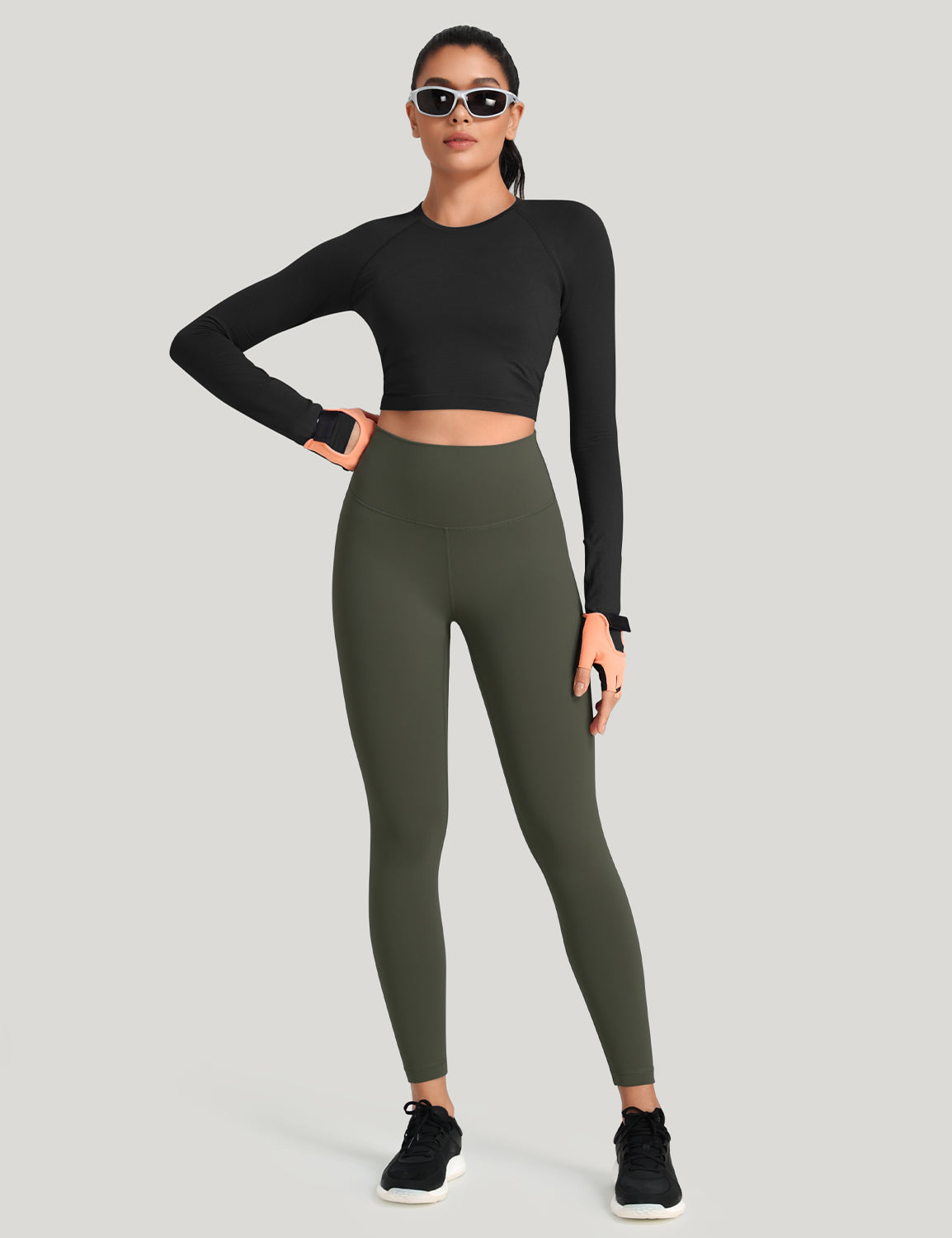 HeyNuts Workout Pro Leggings, 7/8 High Waisted Compression Gym Tummy Control Athletic Yoga Pants 25"