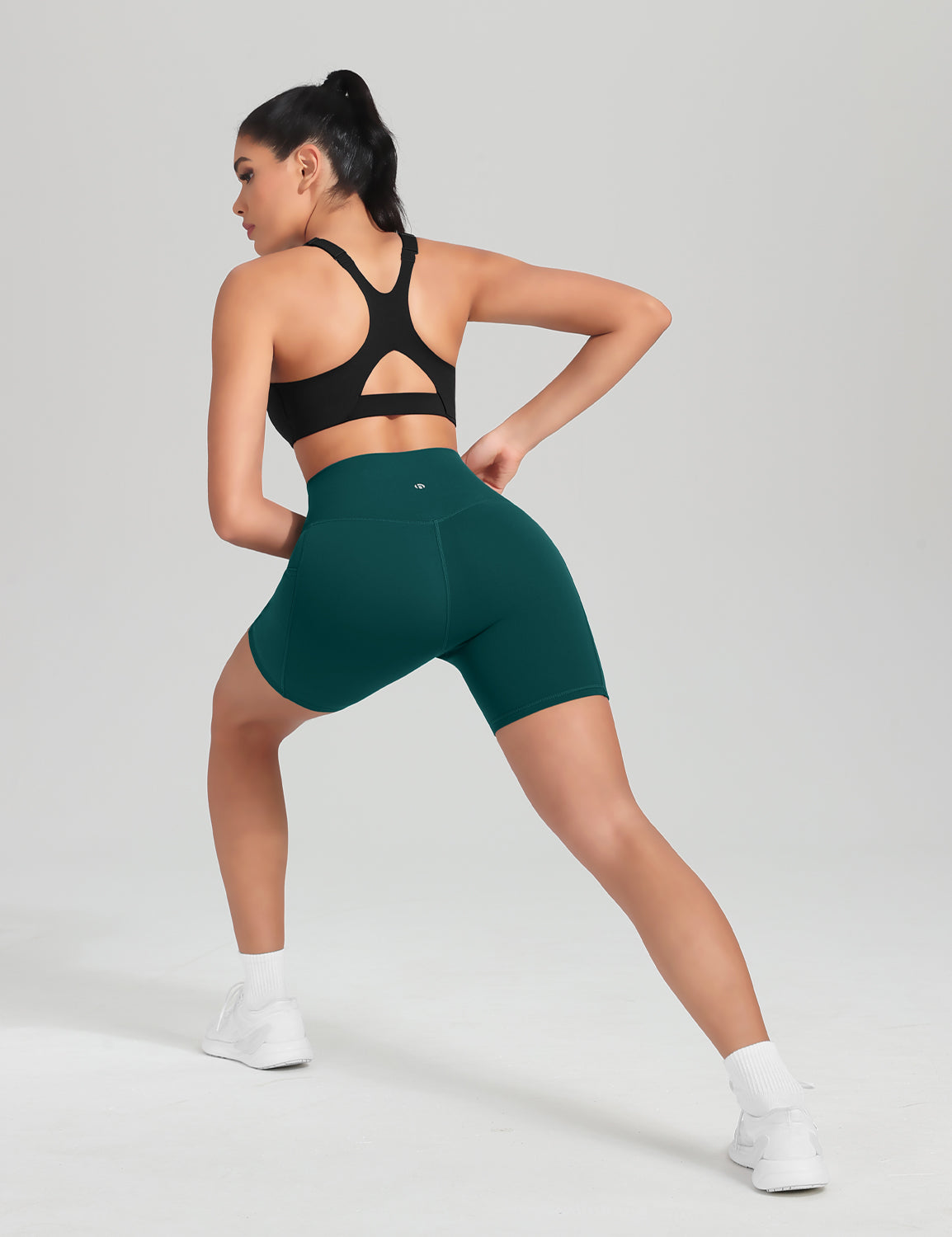 HeyNuts Workout Pro Biker Shorts with Side Pockets for Women, High Waisted Compression Yoga Shorts 6''