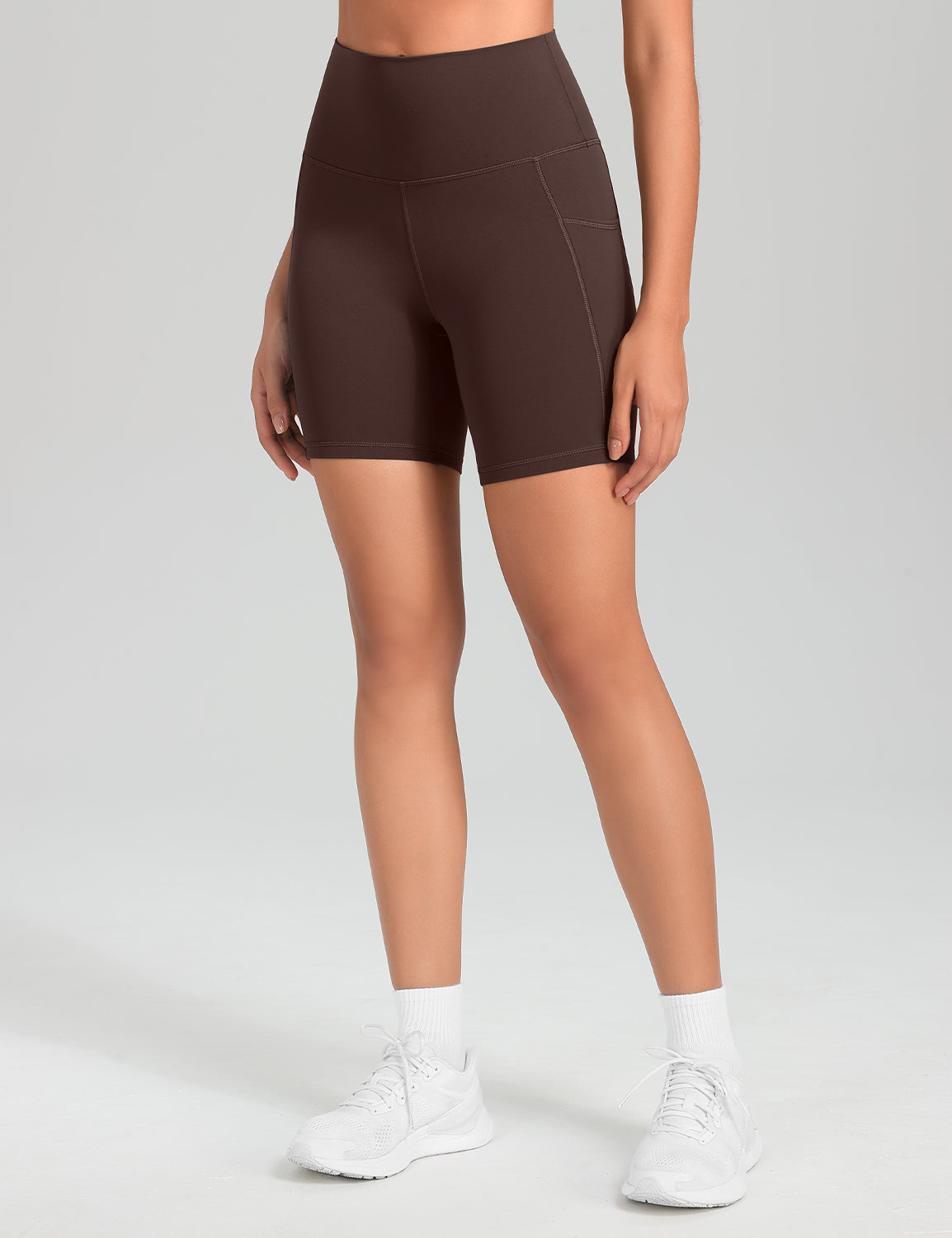 HeyNuts Workout Pro Biker Shorts with Side Pockets for Women, High Waisted Compression Yoga Shorts 6''