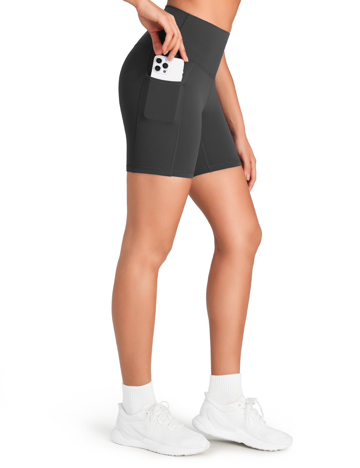 HeyNuts Workout Pro Biker Shorts with Side Pockets for Women, High Waisted Compression Yoga Shorts 6''