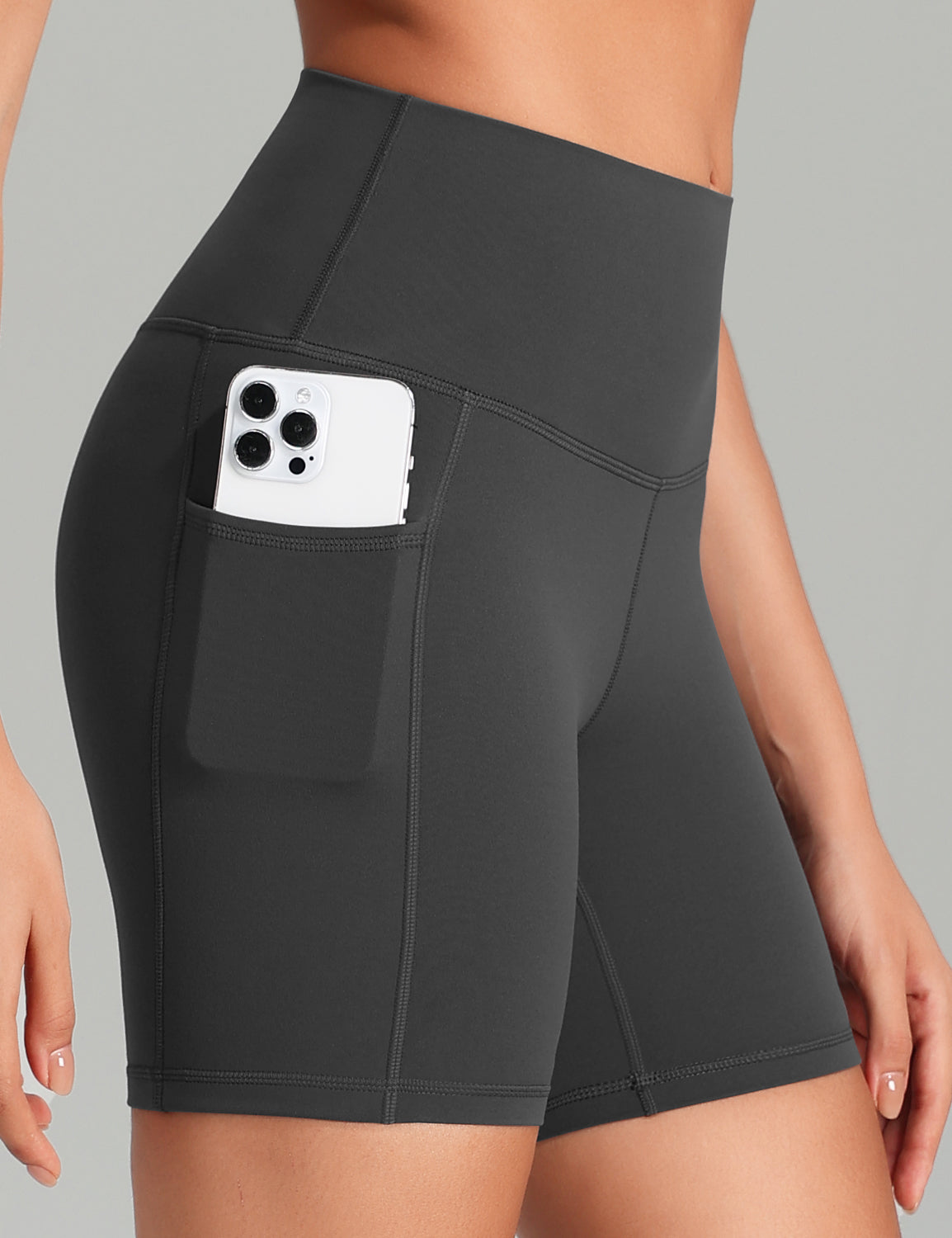 HeyNuts Workout Pro Biker Shorts with Side Pockets for Women, High Waisted Compression Yoga Shorts 6''