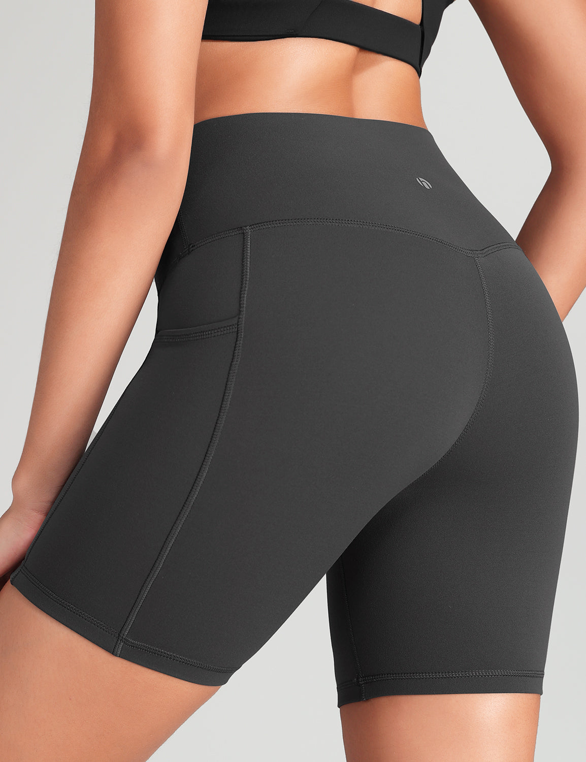 HeyNuts Workout Pro Biker Shorts with Side Pockets for Women, High Waisted Compression Yoga Shorts 6''