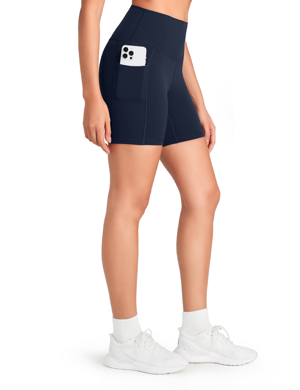 HeyNuts Workout Pro Biker Shorts with Side Pockets for Women, High Waisted Compression Yoga Shorts 6''