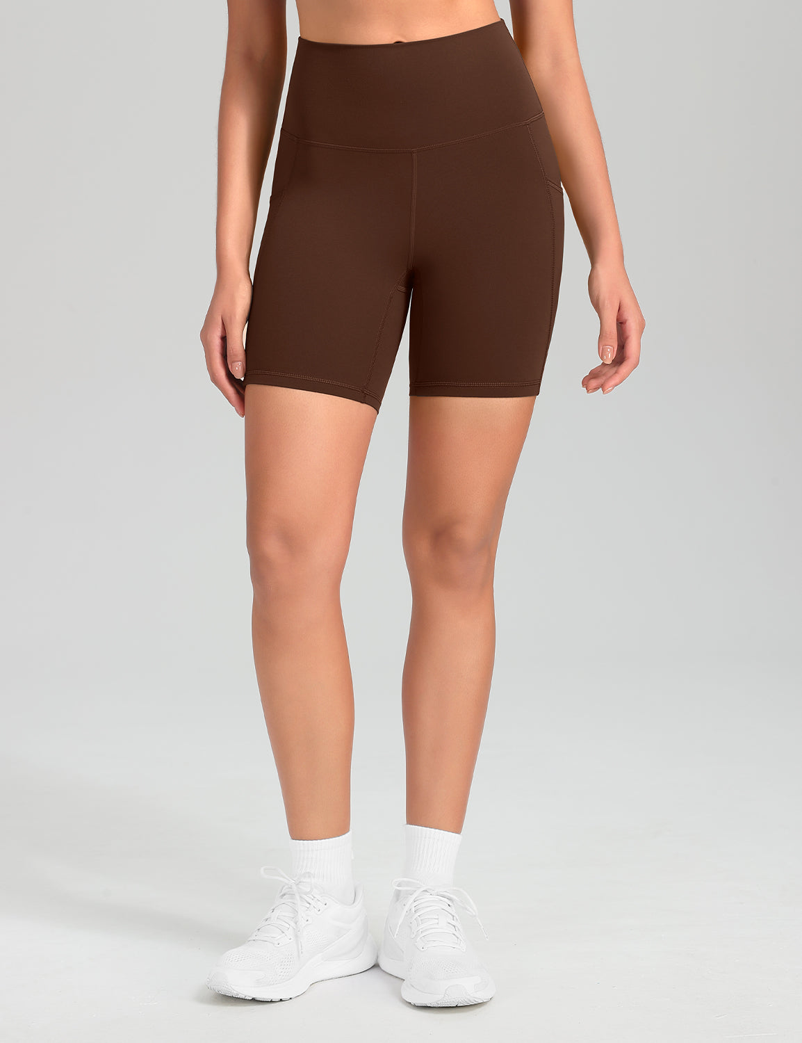 HeyNuts Workout Pro Biker Shorts with Side Pockets for Women, High Waisted Compression Yoga Shorts 6''