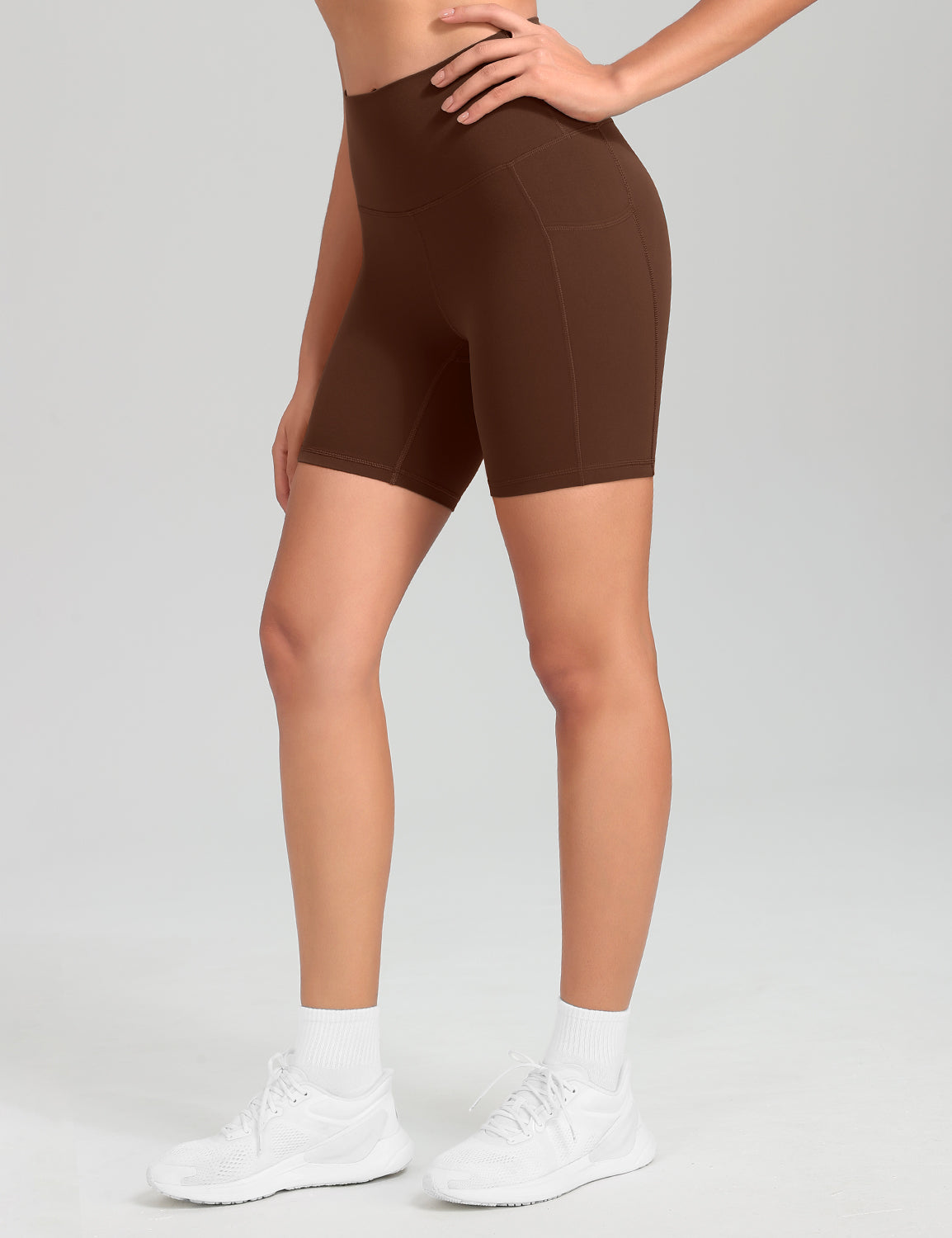 HeyNuts Workout Pro Biker Shorts with Side Pockets for Women, High Waisted Compression Yoga Shorts 6''