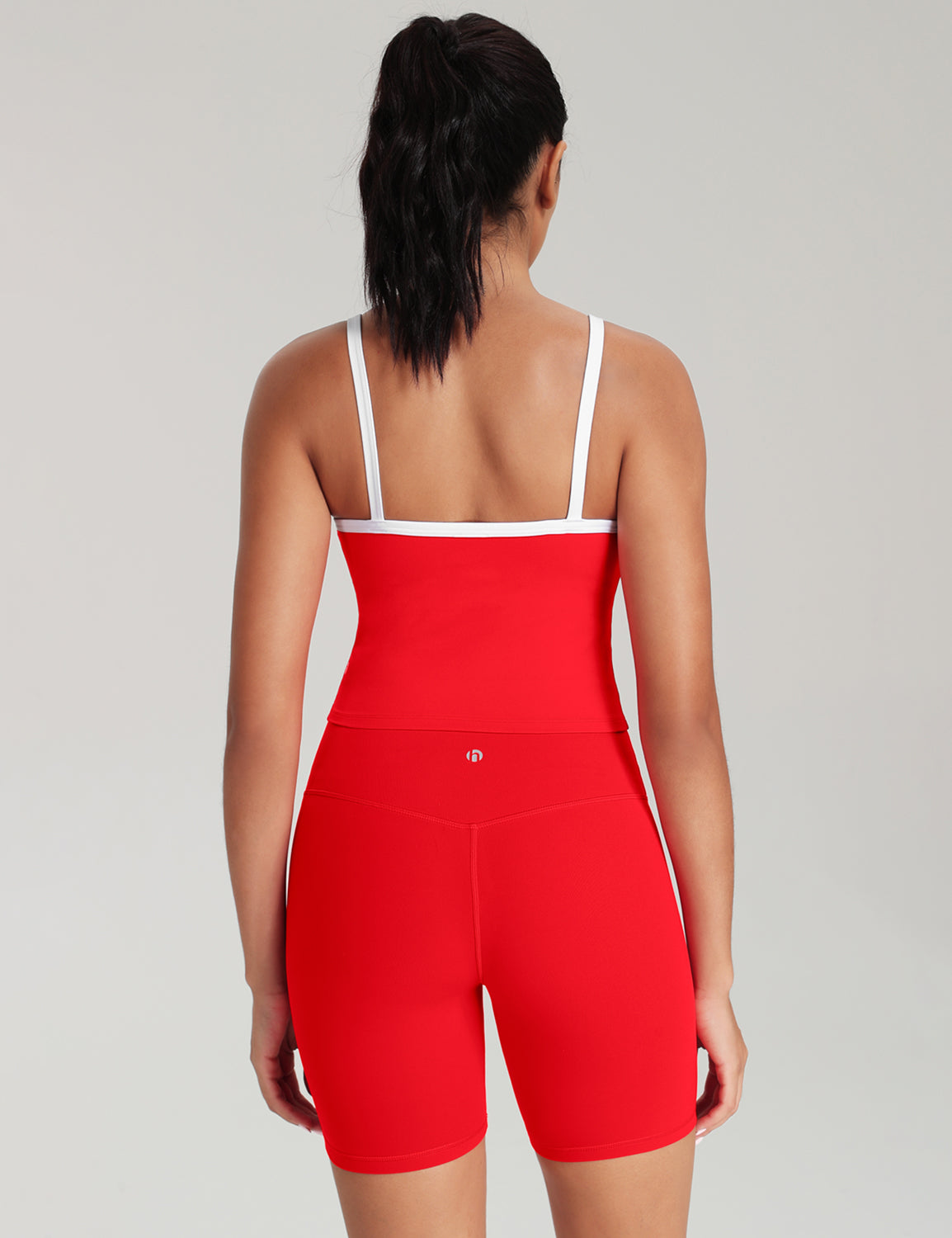 HeyNuts Vintage Color-Block Strappy Tank Top for Womens, Cute Contrasting Trim Yoga Longline Sports Bras Padded A-D Cups