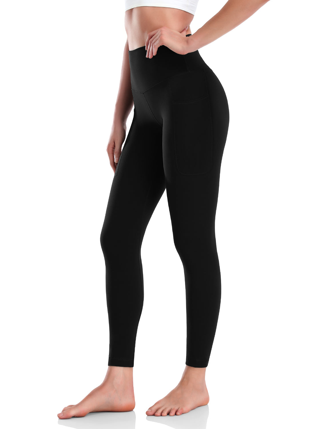 HeyNuts Workout Pro 7/8 Leggings with Side Pockets for Women, High Waisted Tummy Control Compression Pants 25''