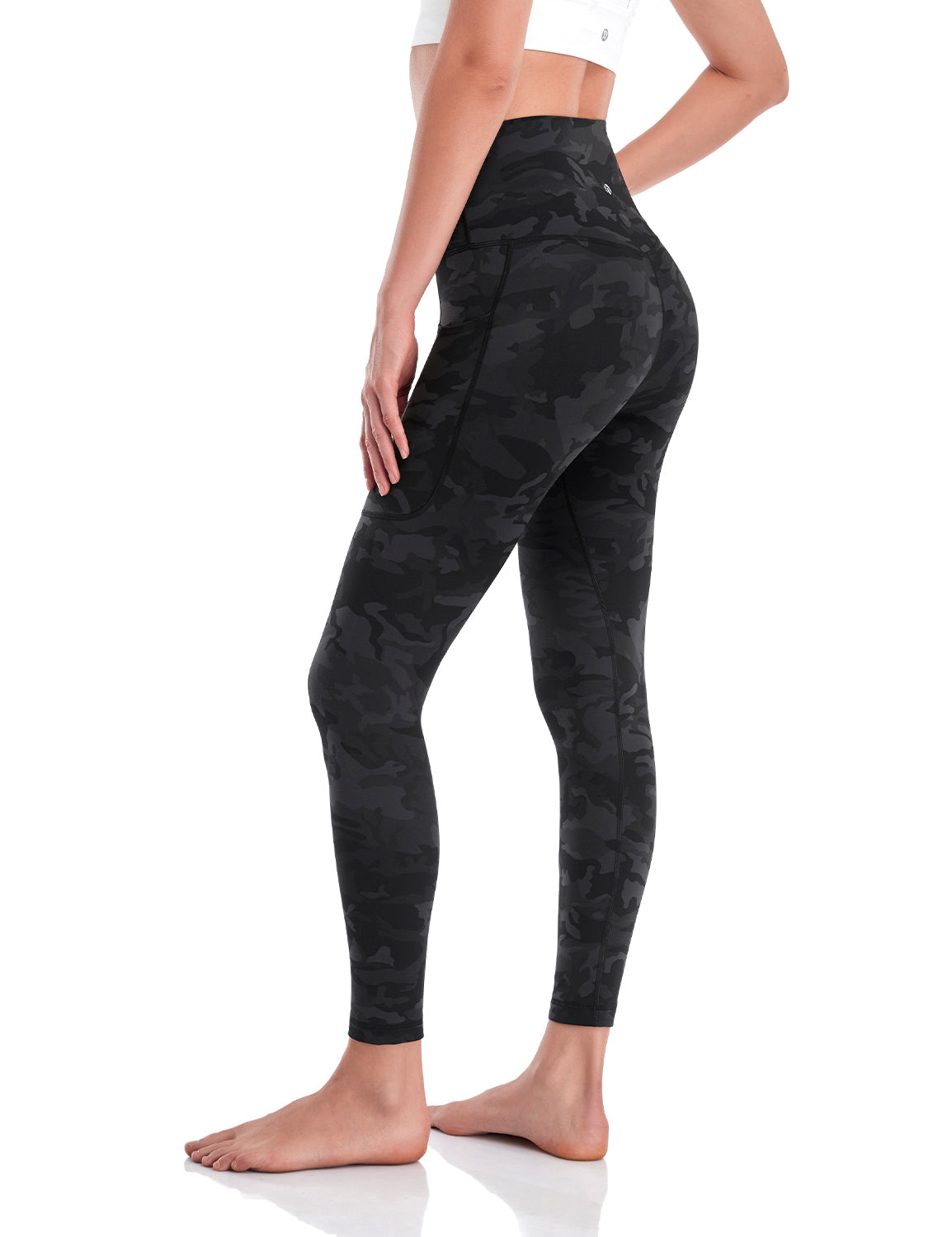 HeyNuts Workout Pro 7/8 Leggings with Side Pockets for Women, High Waisted Tummy Control Compression Pants 25''