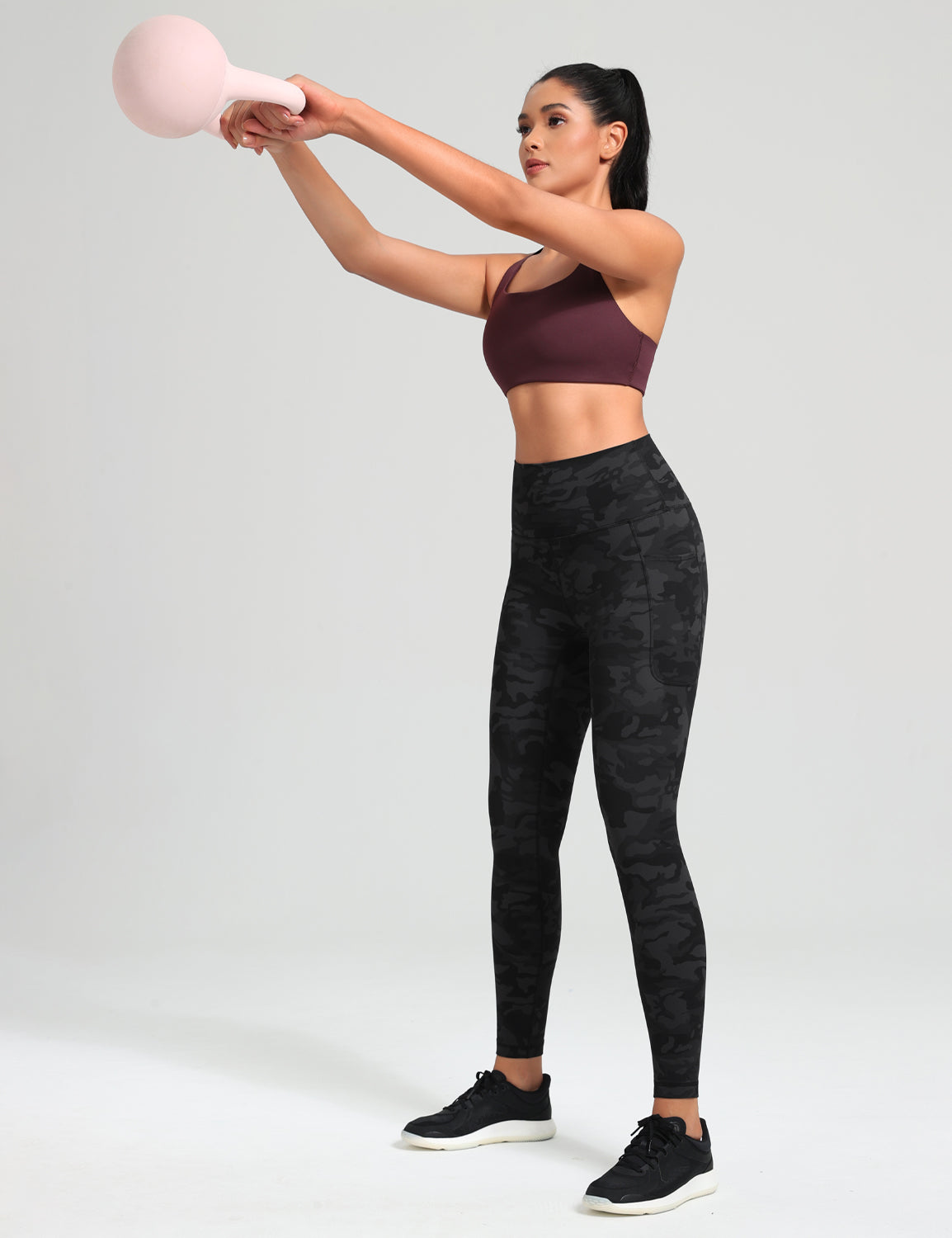 HeyNuts Workout Pro 7/8 Leggings with Side Pockets for Women, High Waisted Tummy Control Compression Pants 25''