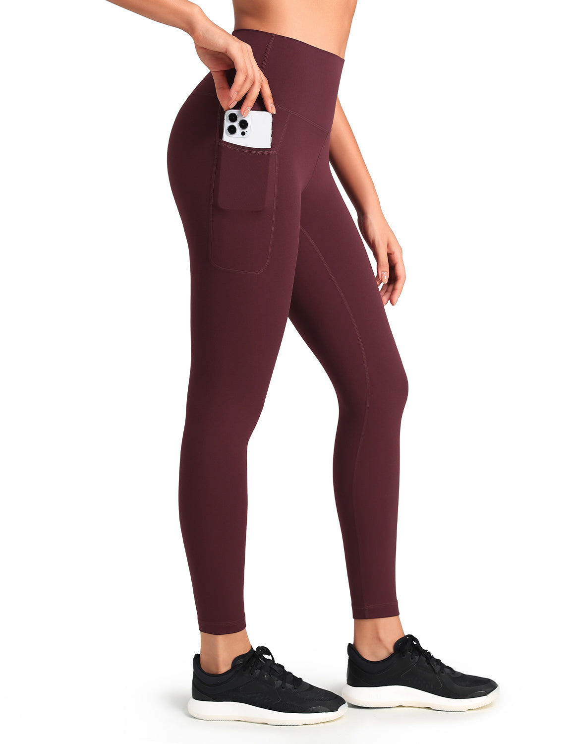 HeyNuts Workout Pro 7/8 Leggings with Side Pockets for Women, High Waisted Tummy Control Compression Pants 25''