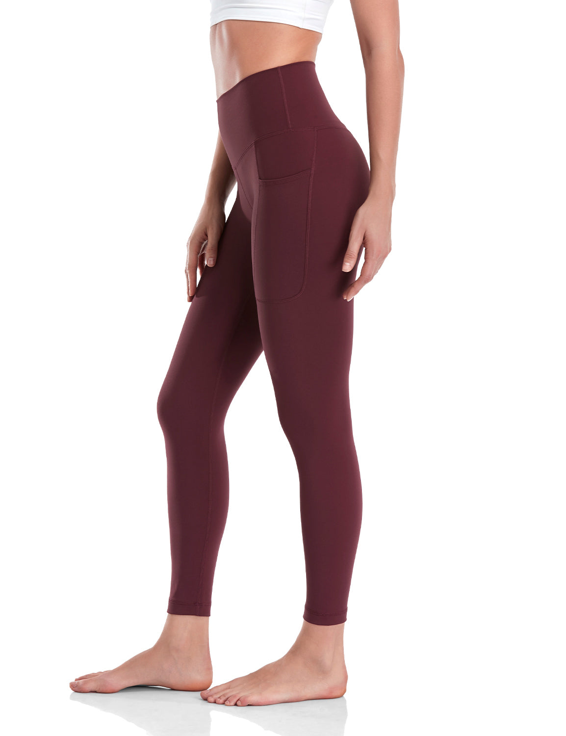HeyNuts Workout Pro 7/8 Leggings with Side Pockets for Women, High Waisted Tummy Control Compression Pants 25''