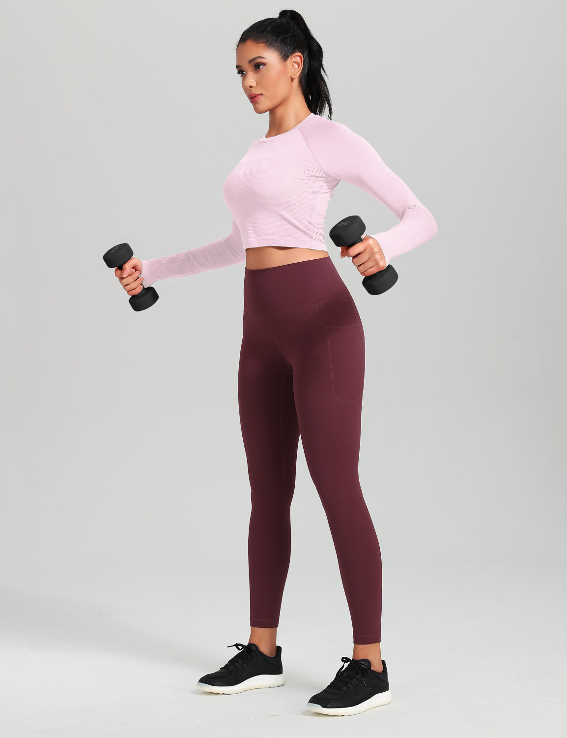 HeyNuts Workout Pro 7/8 Leggings with Side Pockets for Women, High Waisted Tummy Control Compression Pants 25''