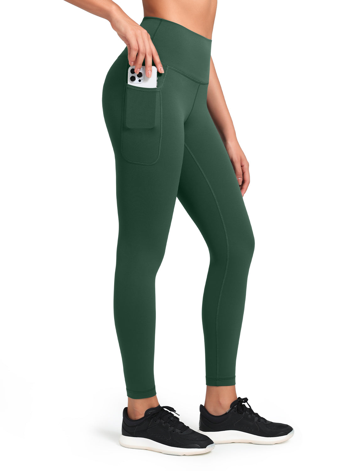 HeyNuts Workout Pro 7/8 Leggings with Side Pockets for Women, High Waisted Tummy Control Compression Pants 25''