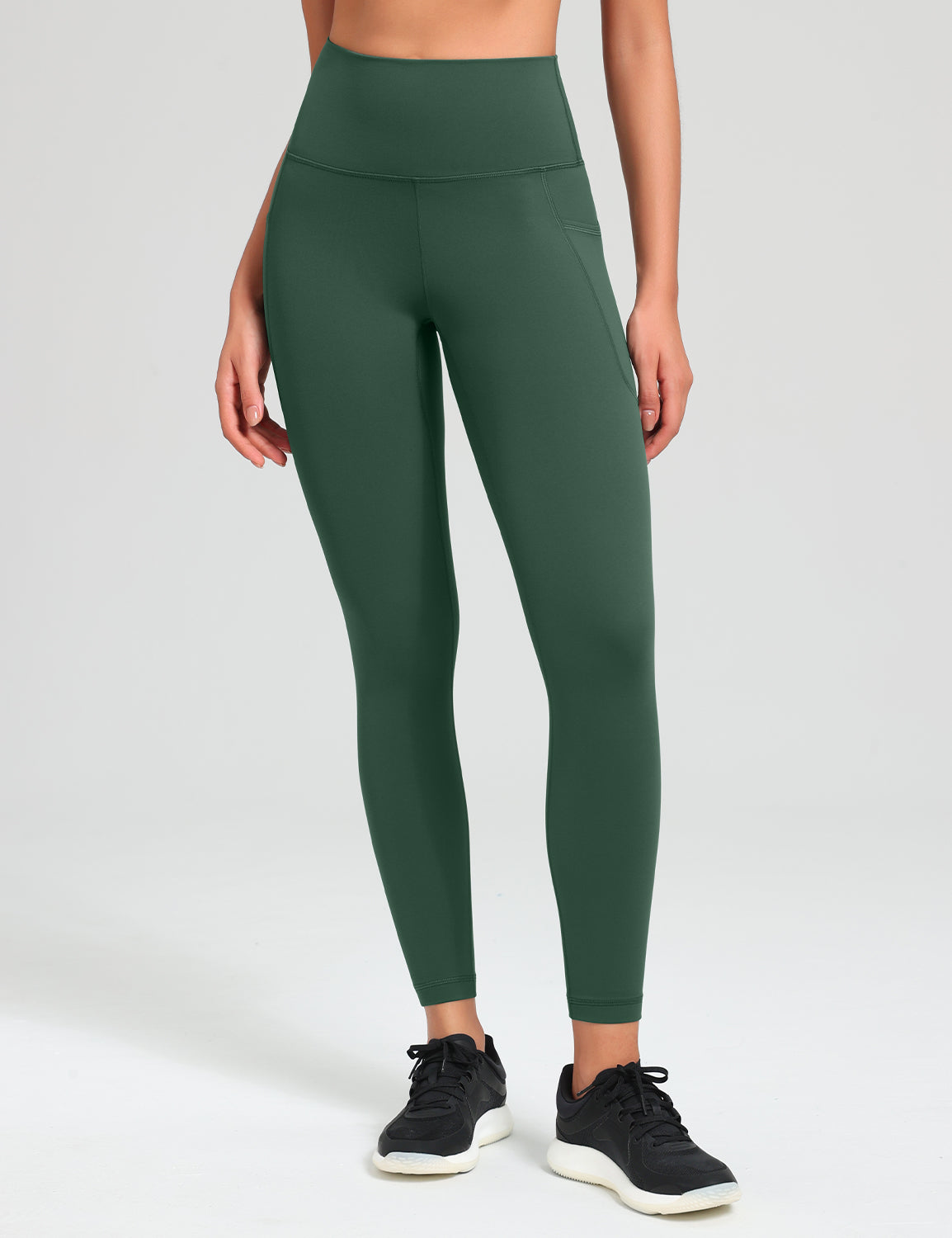 HeyNuts Workout Pro 7/8 Leggings with Side Pockets for Women, High Waisted Tummy Control Compression Pants 25''
