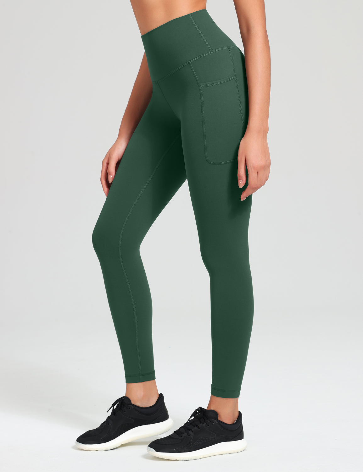 HeyNuts Workout Pro 7/8 Leggings with Side Pockets for Women, High Waisted Tummy Control Compression Pants 25''
