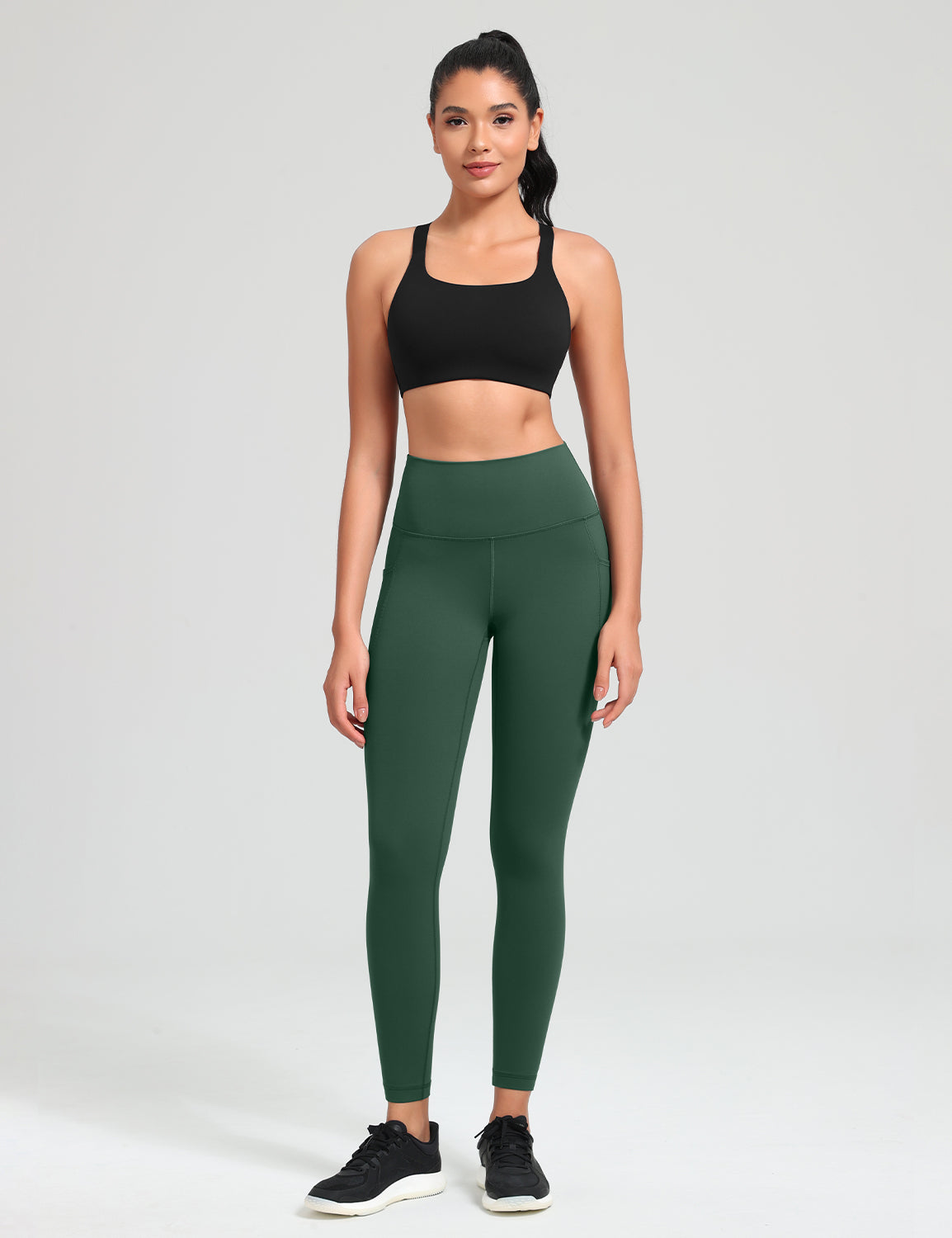 HeyNuts Workout Pro 7/8 Leggings with Side Pockets for Women, High Waisted Tummy Control Compression Pants 25''