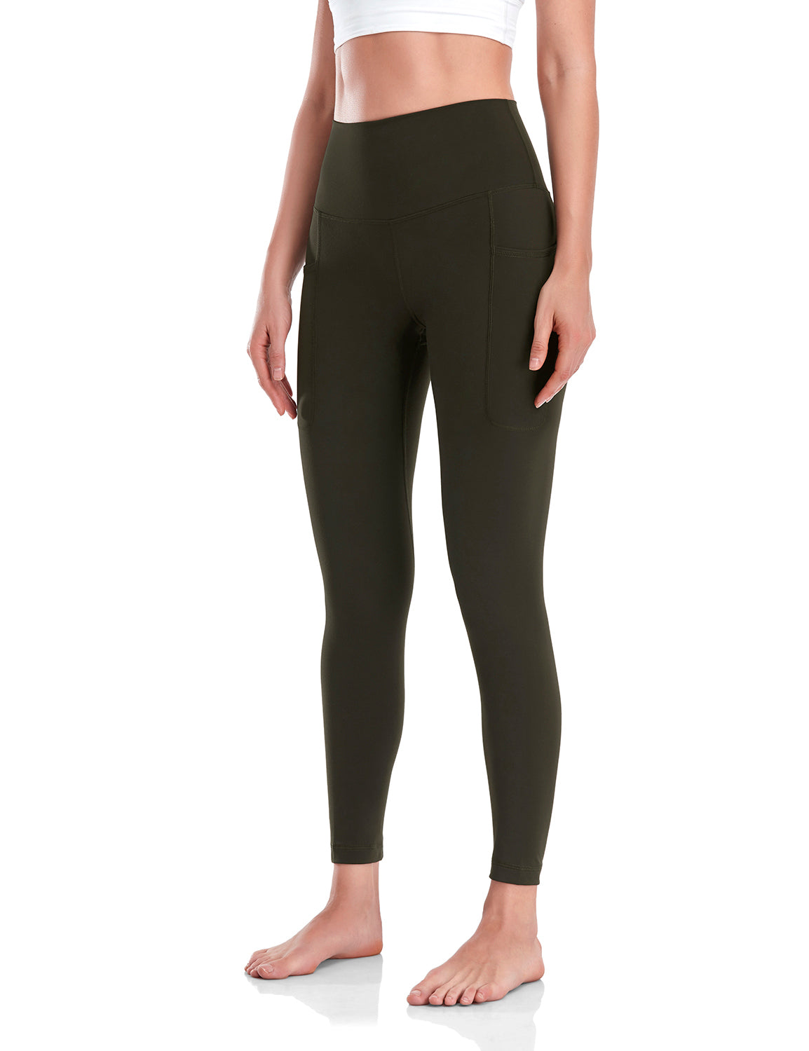 HeyNuts Workout Pro 7/8 Leggings with Side Pockets for Women, High Waisted Tummy Control Compression Pants 25''
