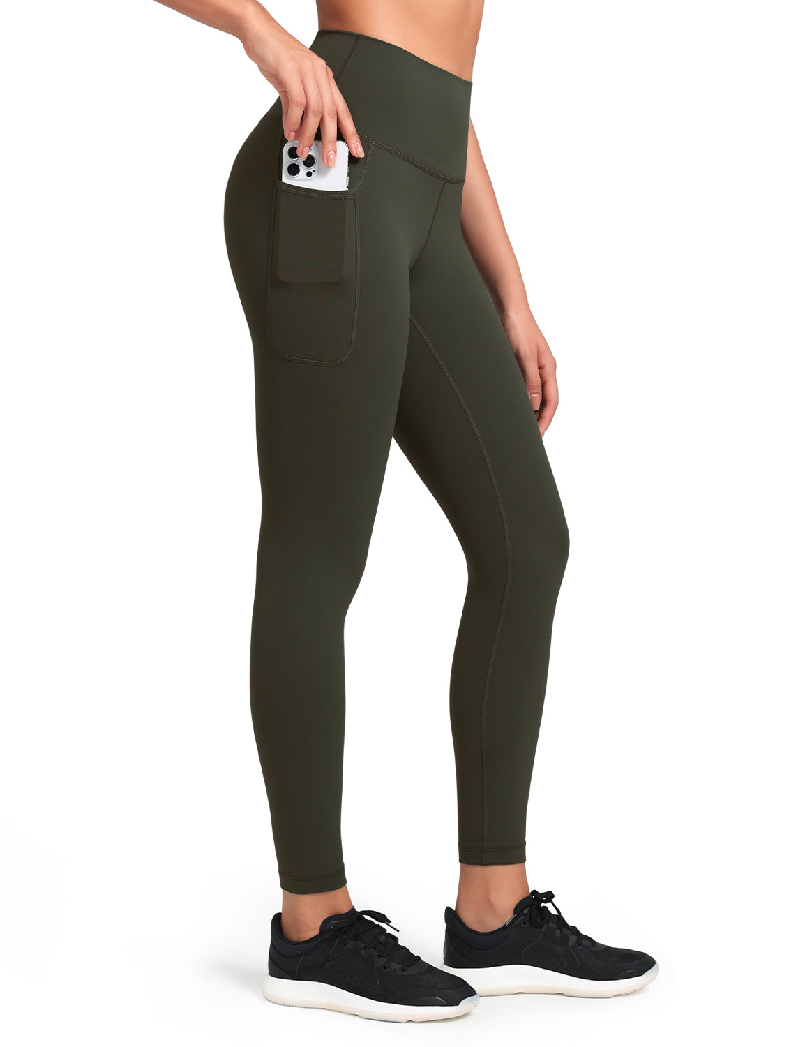 HeyNuts Workout Pro 7/8 Leggings with Side Pockets for Women, High Waisted Tummy Control Compression Pants 25''