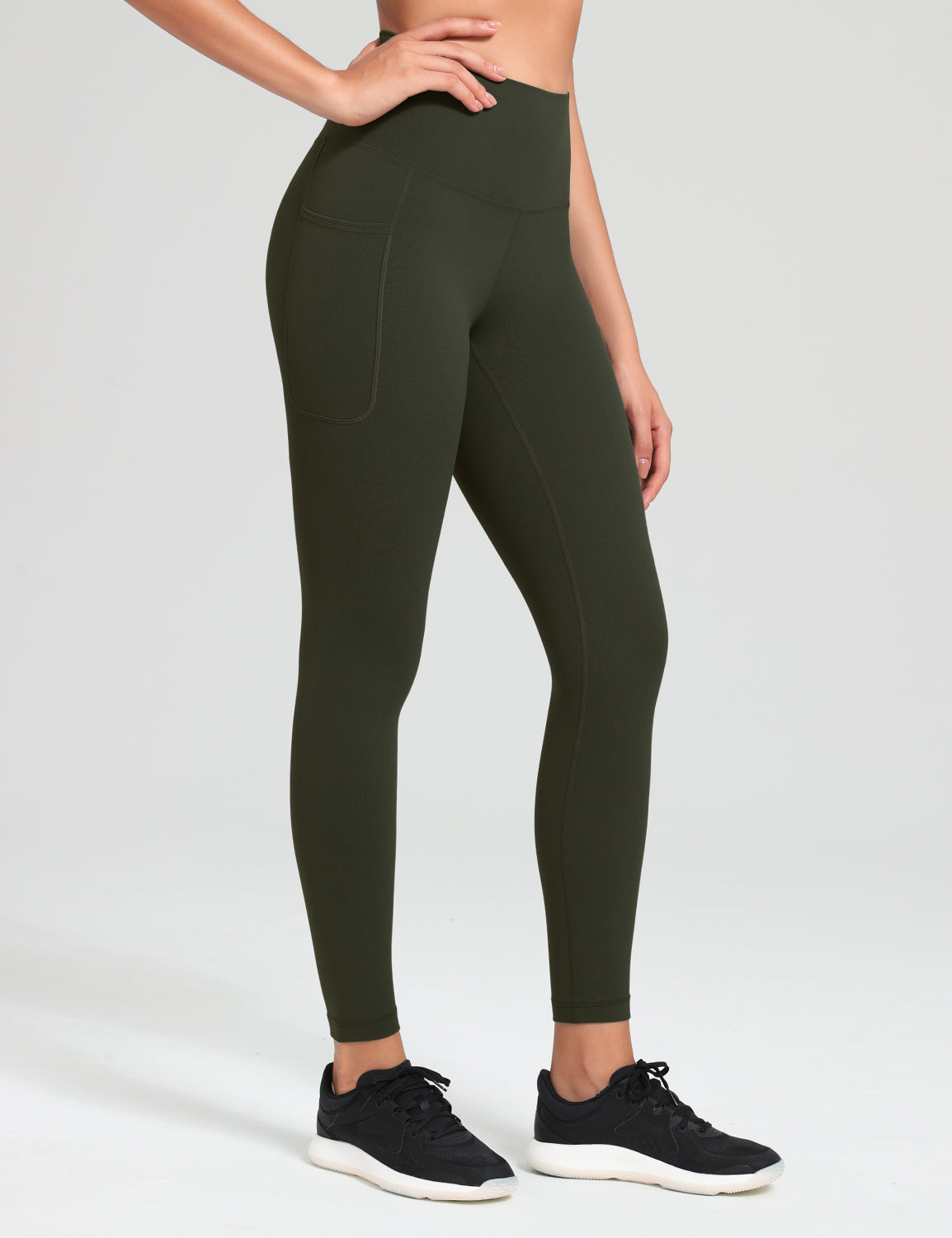 HeyNuts Workout Pro 7/8 Leggings with Side Pockets for Women, High Waisted Tummy Control Compression Pants 25''